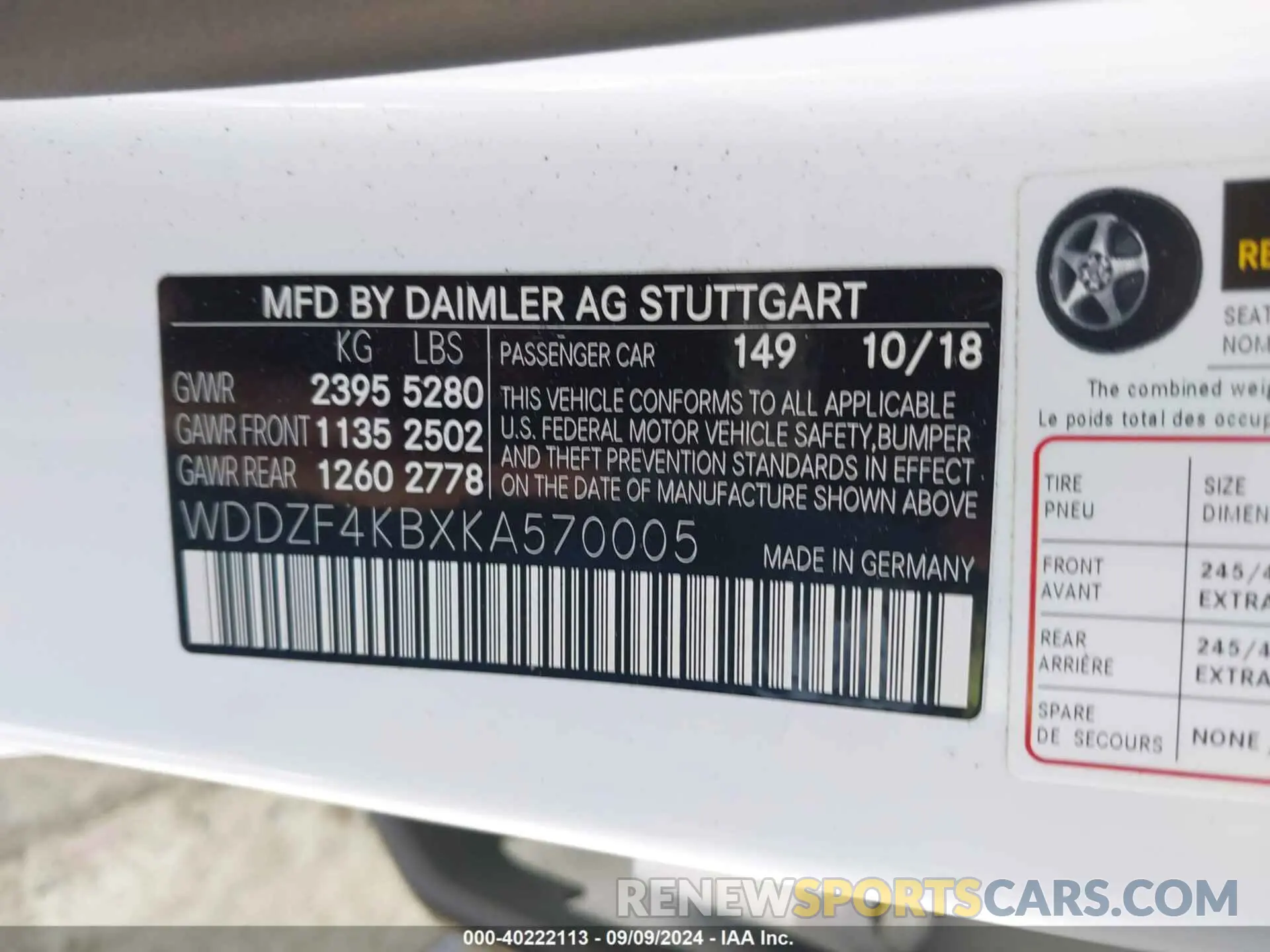 9 fotografías del automóvil dañado WDDZF4KBXKA570005 MERCEDES-BENZ E 300 2019