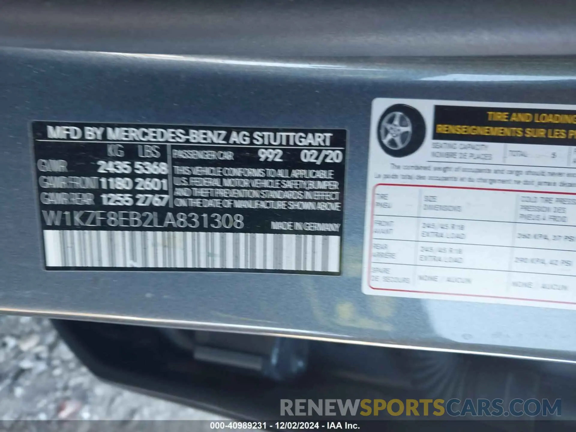 9 fotografías del automóvil dañado W1KZF8EB2LA831308 MERCEDES-BENZ E 350 2020
