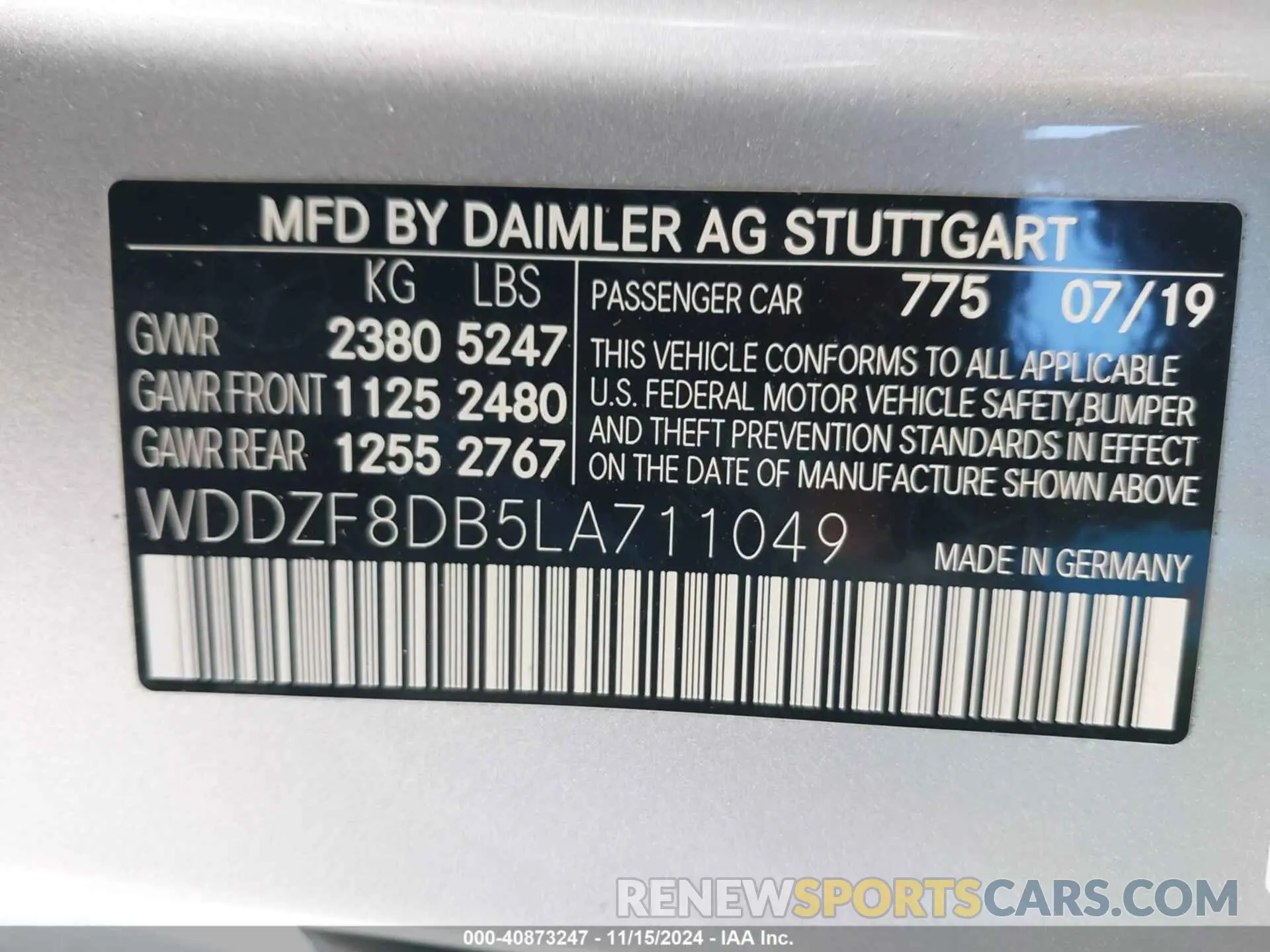 9 fotografías del automóvil dañado WDDZF8DB5LA711049 MERCEDES-BENZ E 350 2020