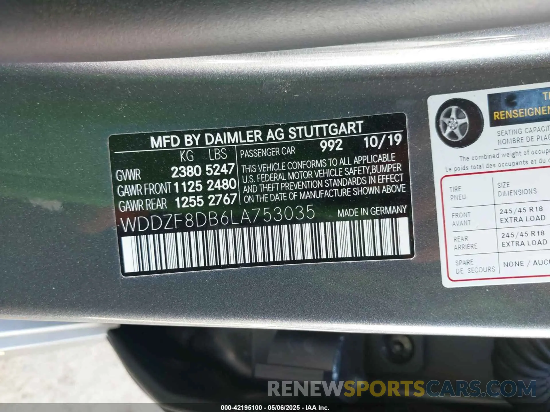 9 fotografías del automóvil dañado WDDZF8DB6LA753035 MERCEDES-BENZ E 350 2020