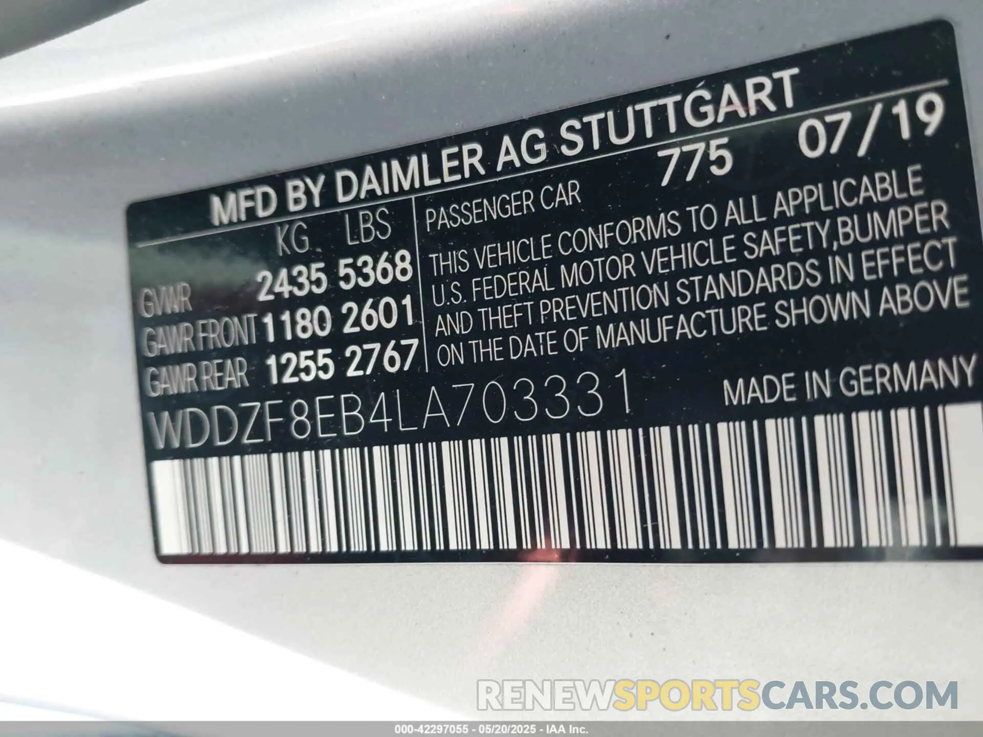 9 fotografías del automóvil dañado WDDZF8EB4LA703331 MERCEDES-BENZ E 350 2020