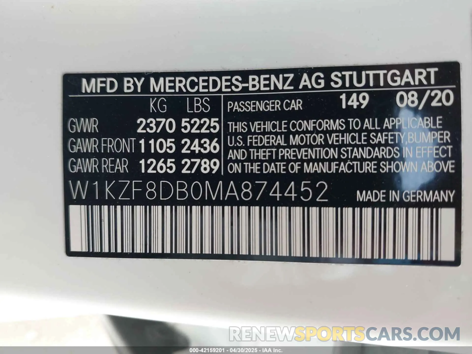 9 fotografías del automóvil dañado W1KZF8DB0MA874452 MERCEDES-BENZ E 350 2021