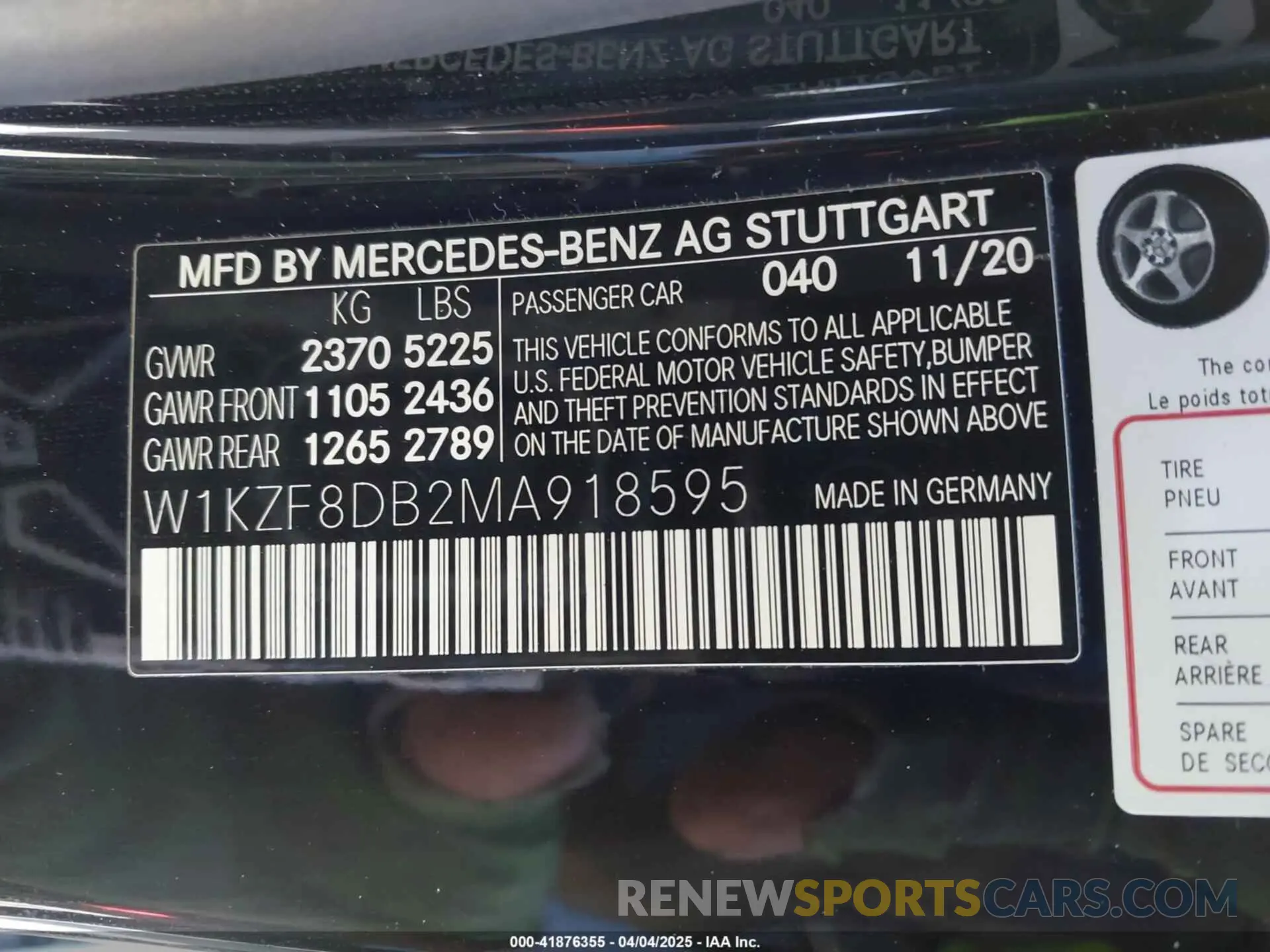 9 fotografías del automóvil dañado W1KZF8DB2MA918595 MERCEDES-BENZ E 350 2021