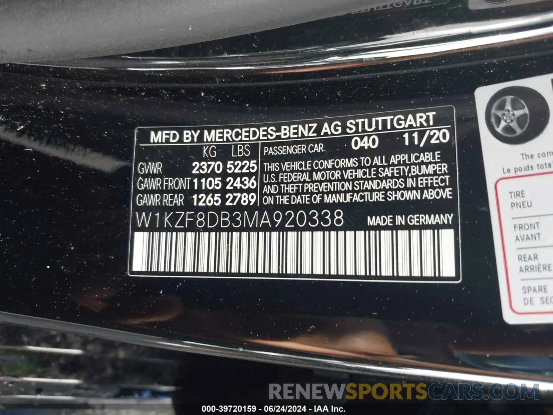 9 fotografías del automóvil dañado W1KZF8DB3MA920338 MERCEDES-BENZ E 350 2021