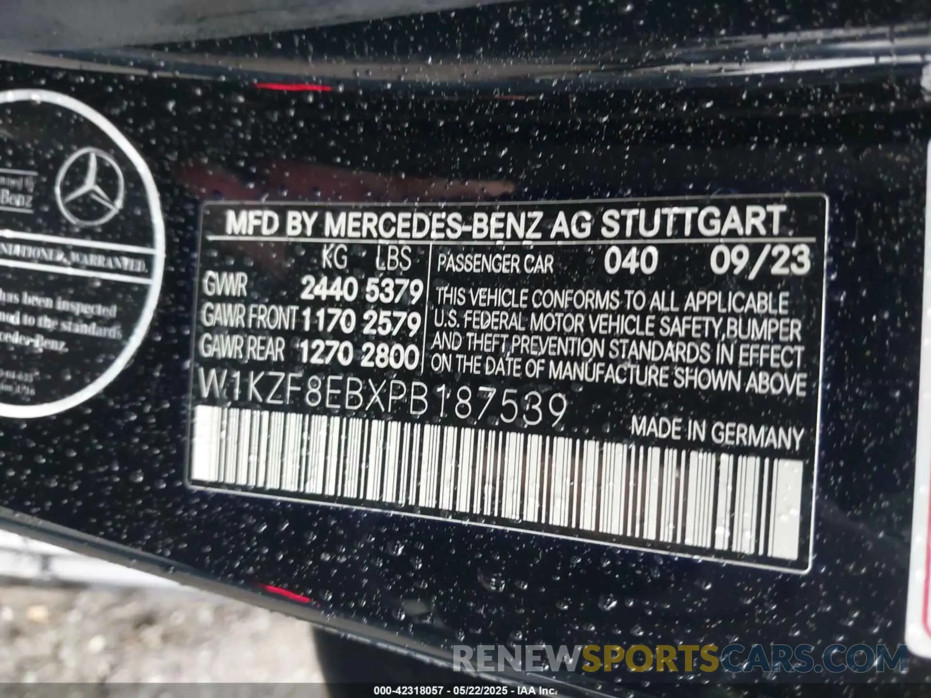 9 fotografías del automóvil dañado W1KZF8EBXPB187539 MERCEDES-BENZ E 350 2023