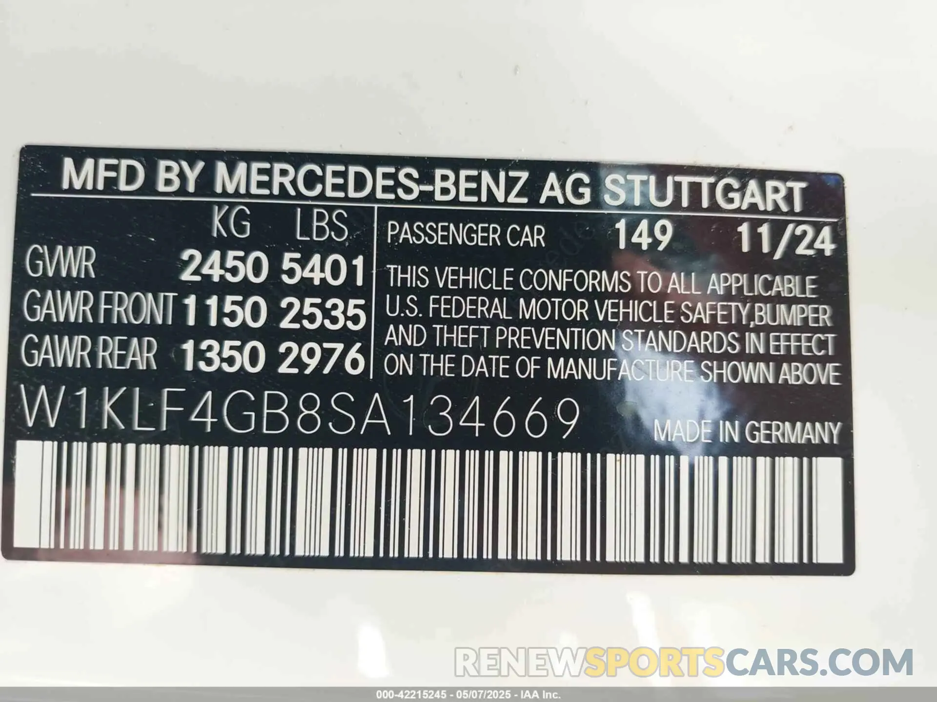 9 fotografías del automóvil dañado W1KLF4GB8SA134669 MERCEDES-BENZ E 350 2025