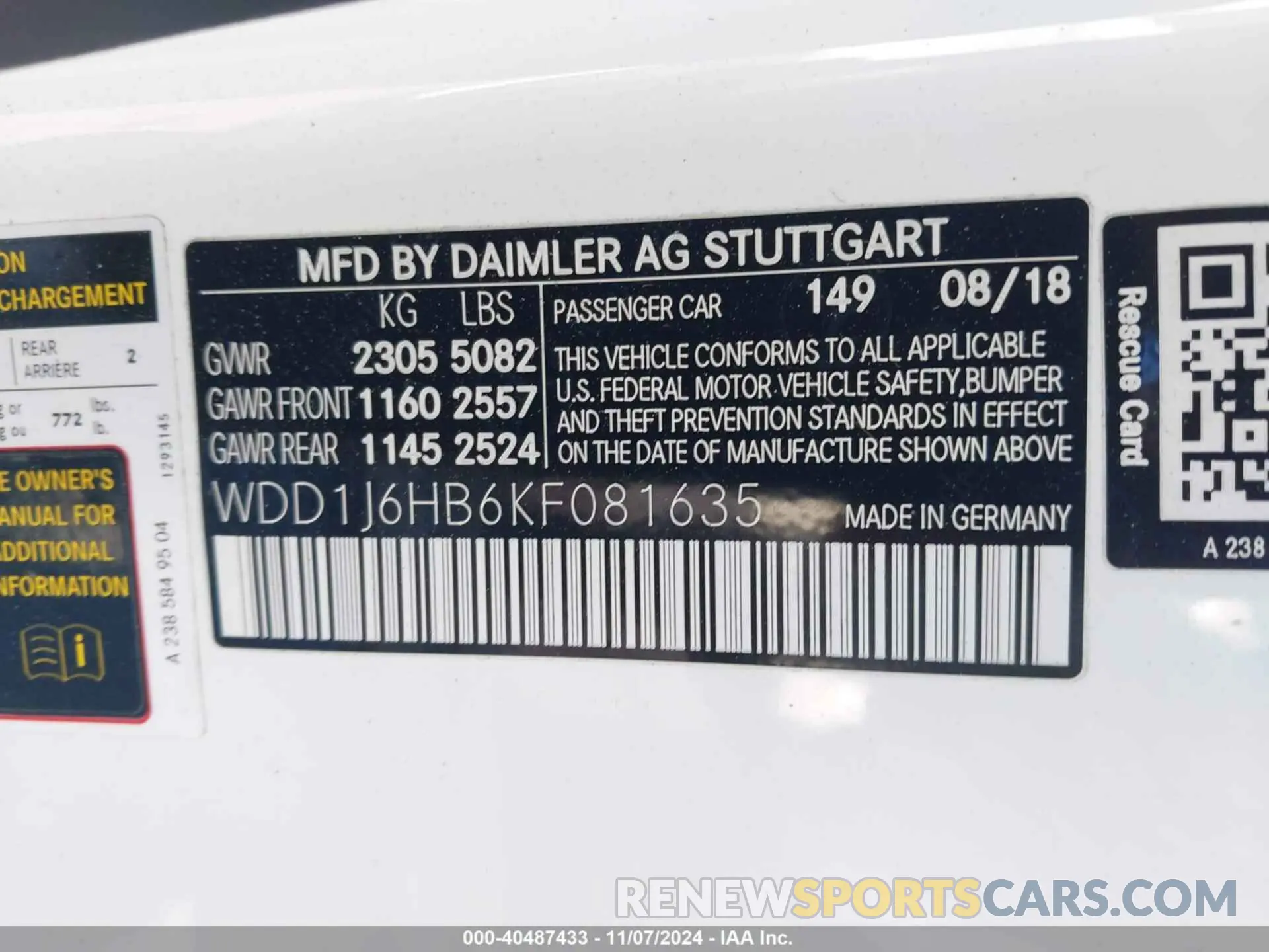 9 fotografías del automóvil dañado WDD1J6HB6KF081635 MERCEDES-BENZ E 450 2019