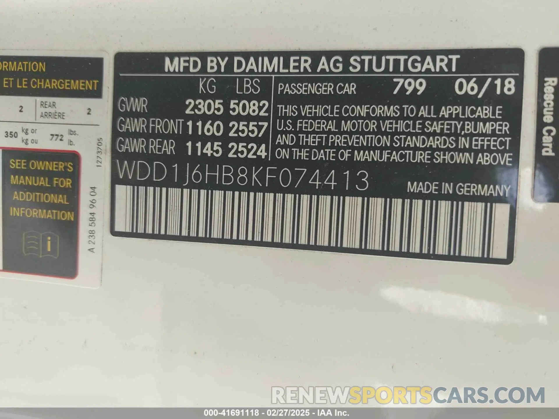 9 fotografías del automóvil dañado WDD1J6HB8KF074413 MERCEDES-BENZ E 450 2019