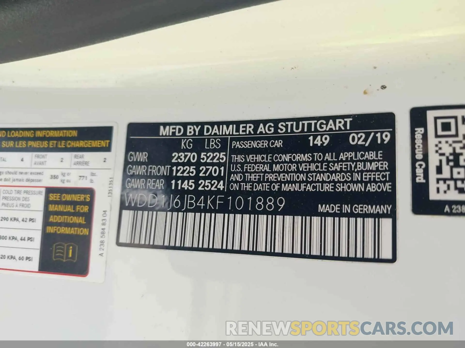 9 fotografías del automóvil dañado WDD1J6JB4KF101889 MERCEDES-BENZ E 450 2019