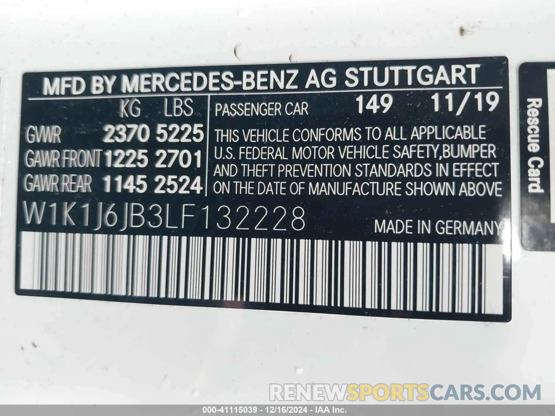 9 fotografías del automóvil dañado W1K1J6JB3LF132228 MERCEDES-BENZ E 450 2020