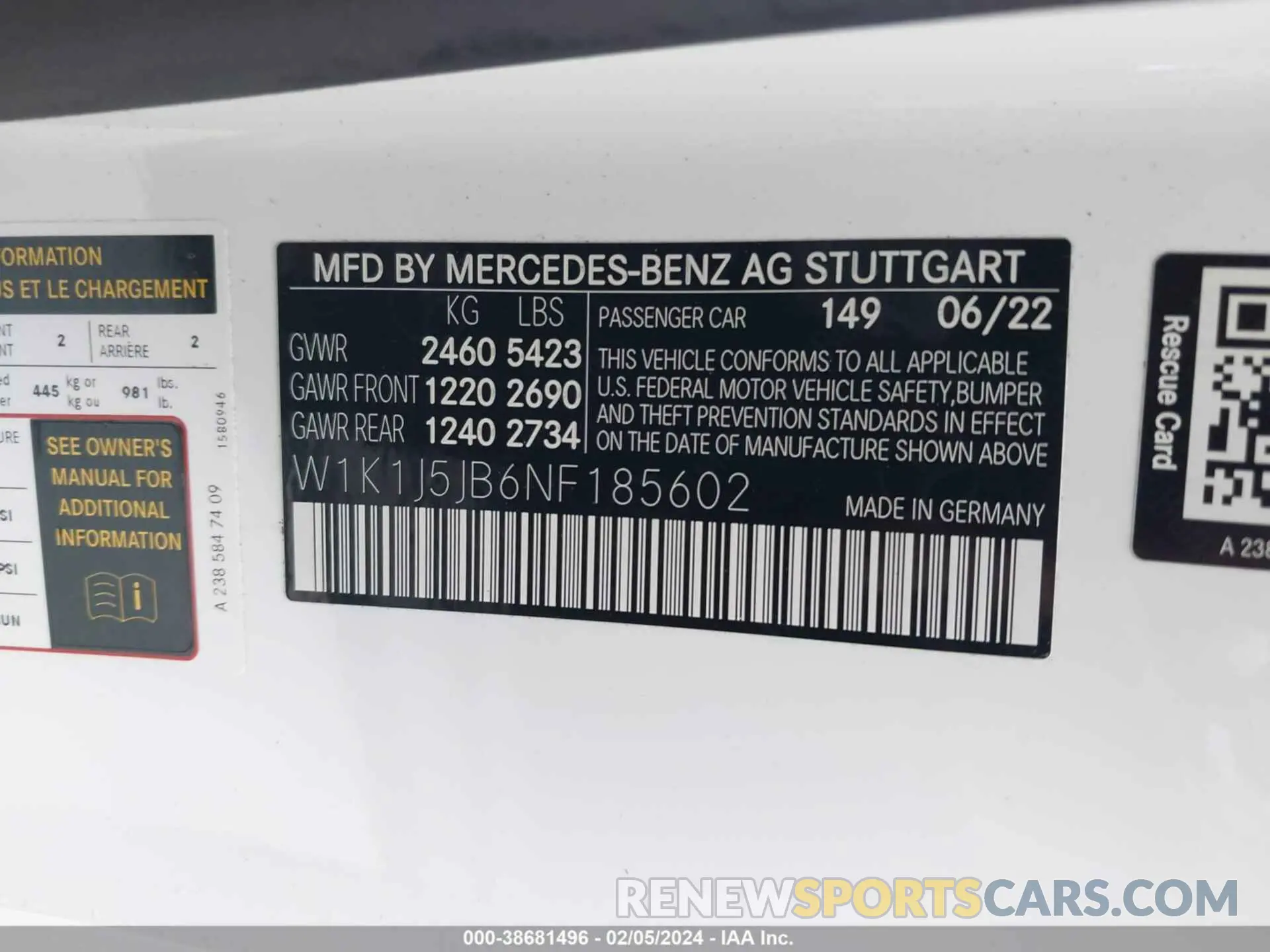 9 fotografías del automóvil dañado W1K1J5JB6NF185602 MERCEDES-BENZ E 450 2022