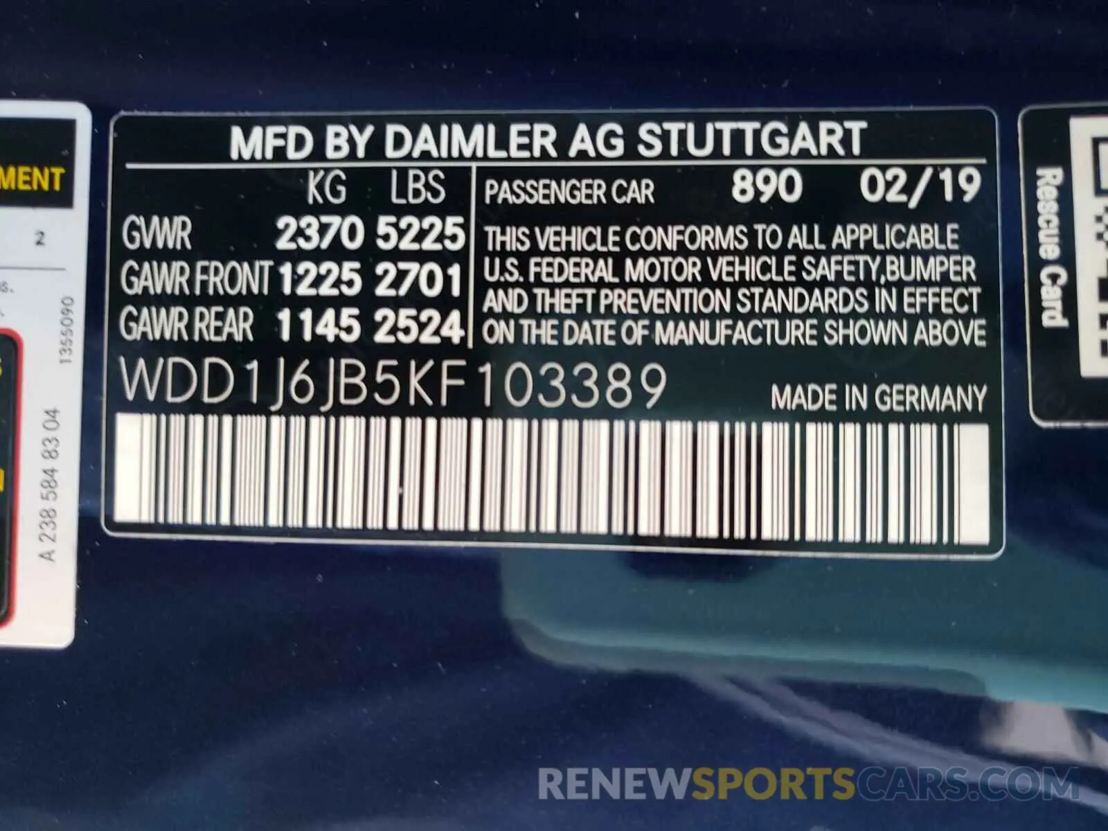 10 fotografías del automóvil dañado WDD1J6JB5KF103389 MERCEDES-BENZ E 450 4MAT 2019