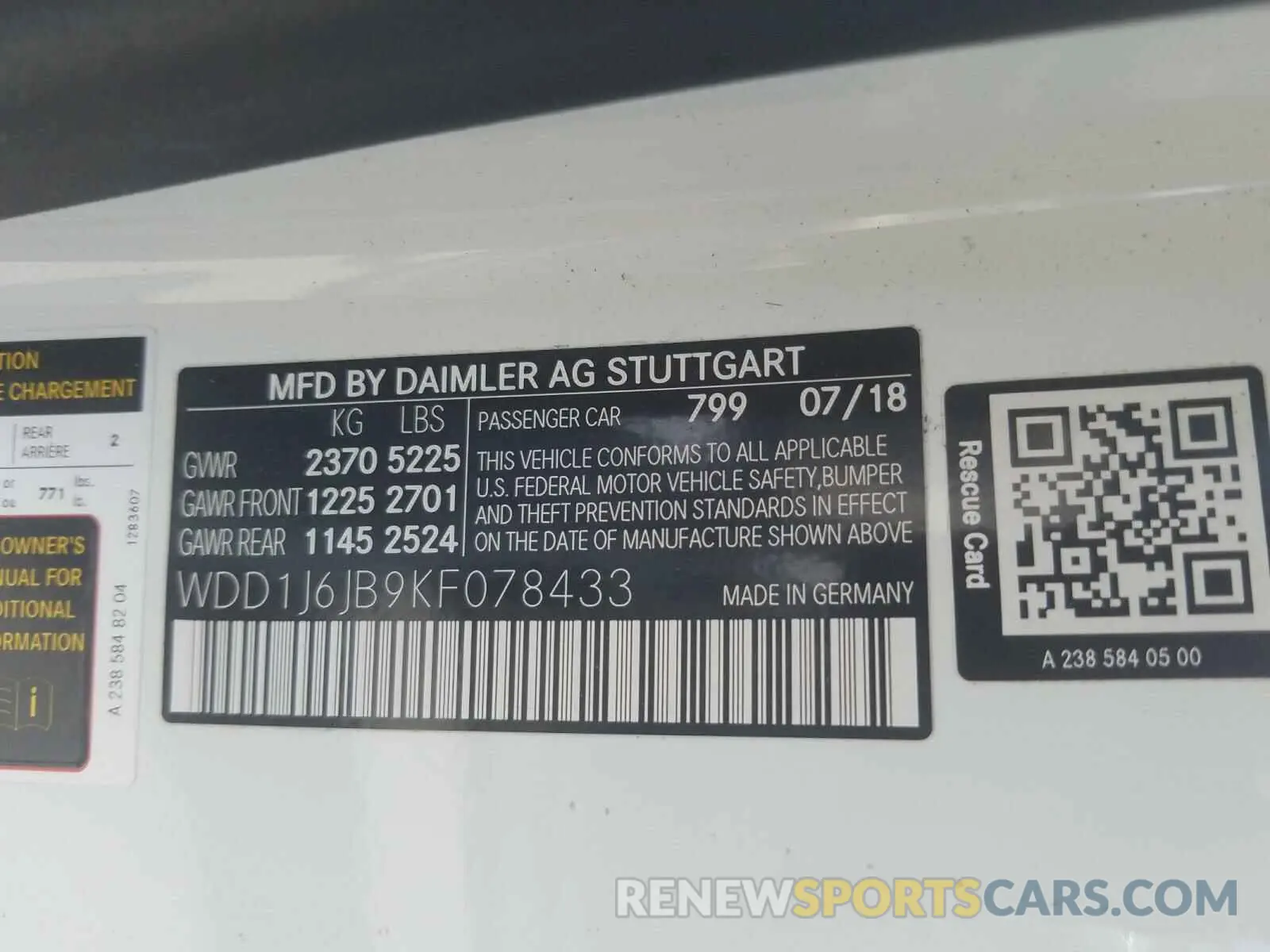 10 fotografías del automóvil dañado WDD1J6JB9KF078433 MERCEDES-BENZ E 450 4MAT 2019