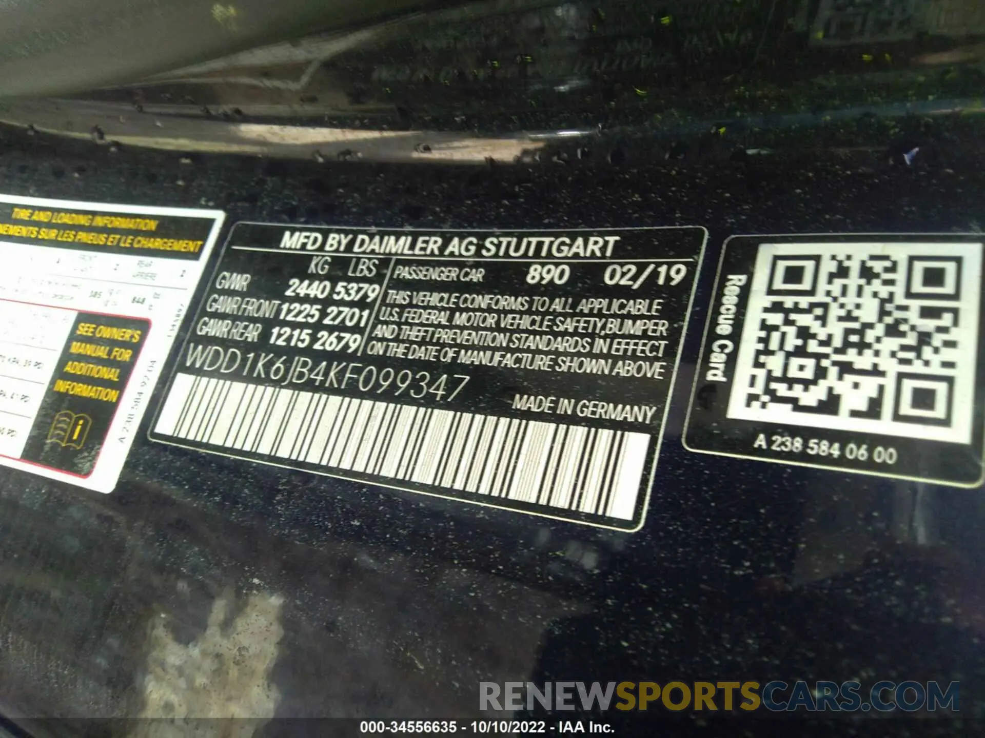 9 fotografías del automóvil dañado WDD1K6JB4KF099347 MERCEDES-BENZ E-CLASS 2019