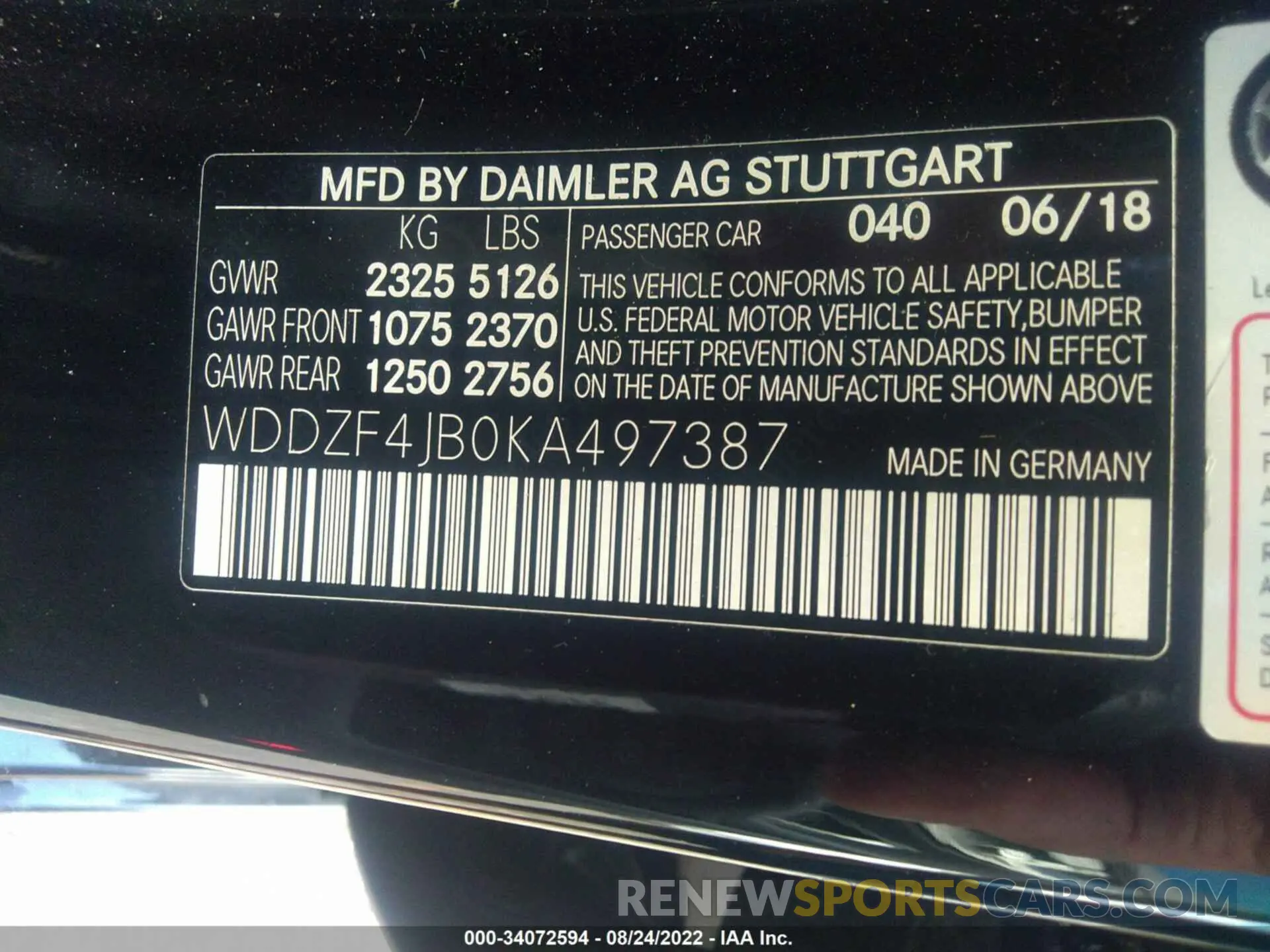 9 fotografías del automóvil dañado WDDZF4JB0KA497387 MERCEDES-BENZ E-CLASS 2019