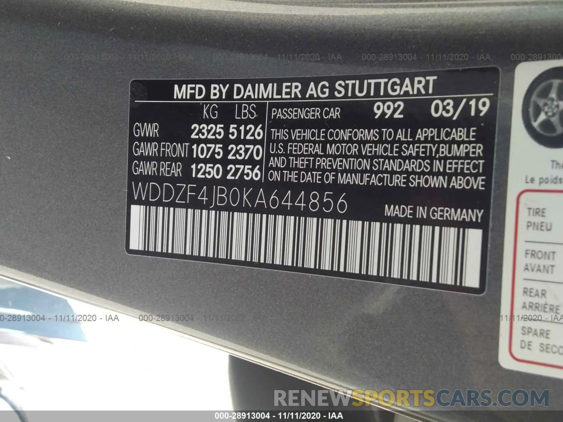 9 fotografías del automóvil dañado WDDZF4JB0KA644856 MERCEDES-BENZ E-CLASS 2019