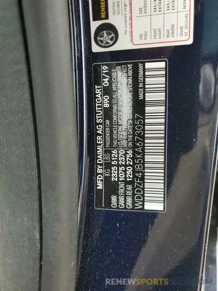 12 fotografías del automóvil dañado WDDZF4JB5KA673057 MERCEDES-BENZ E-CLASS 2019