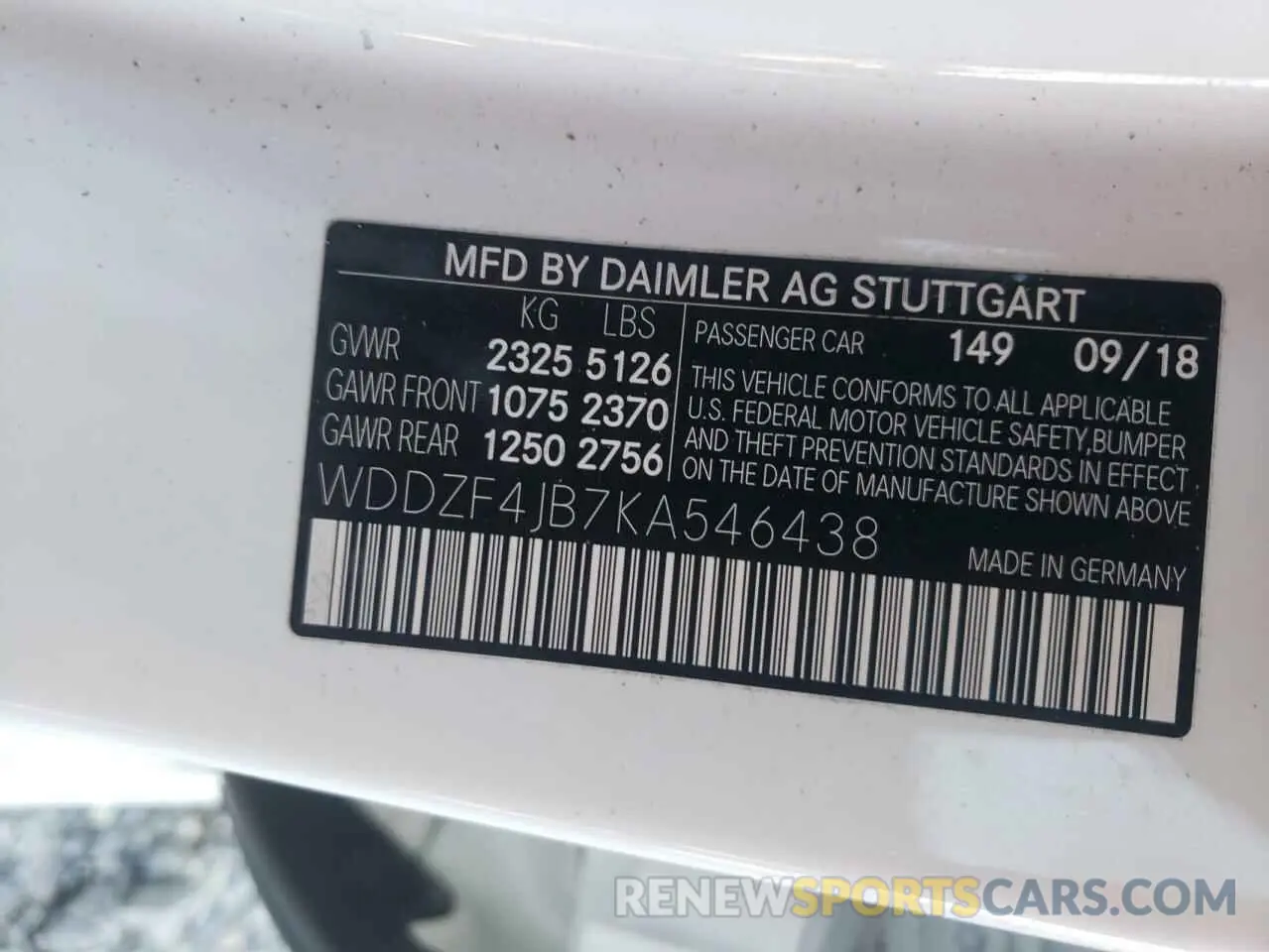 10 fotografías del automóvil dañado WDDZF4JB7KA546438 MERCEDES-BENZ E-CLASS 2019