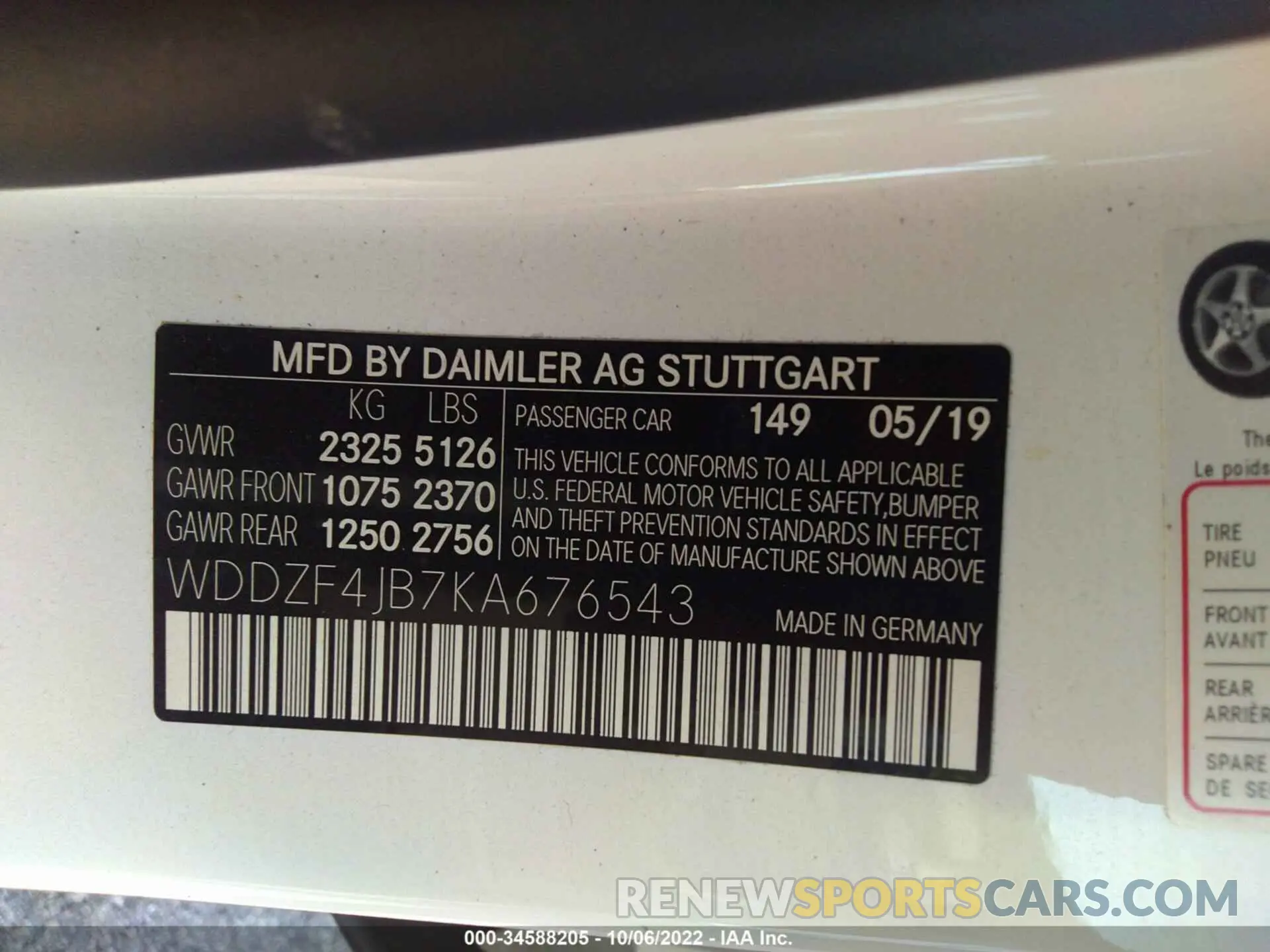 9 fotografías del automóvil dañado WDDZF4JB7KA676543 MERCEDES-BENZ E-CLASS 2019