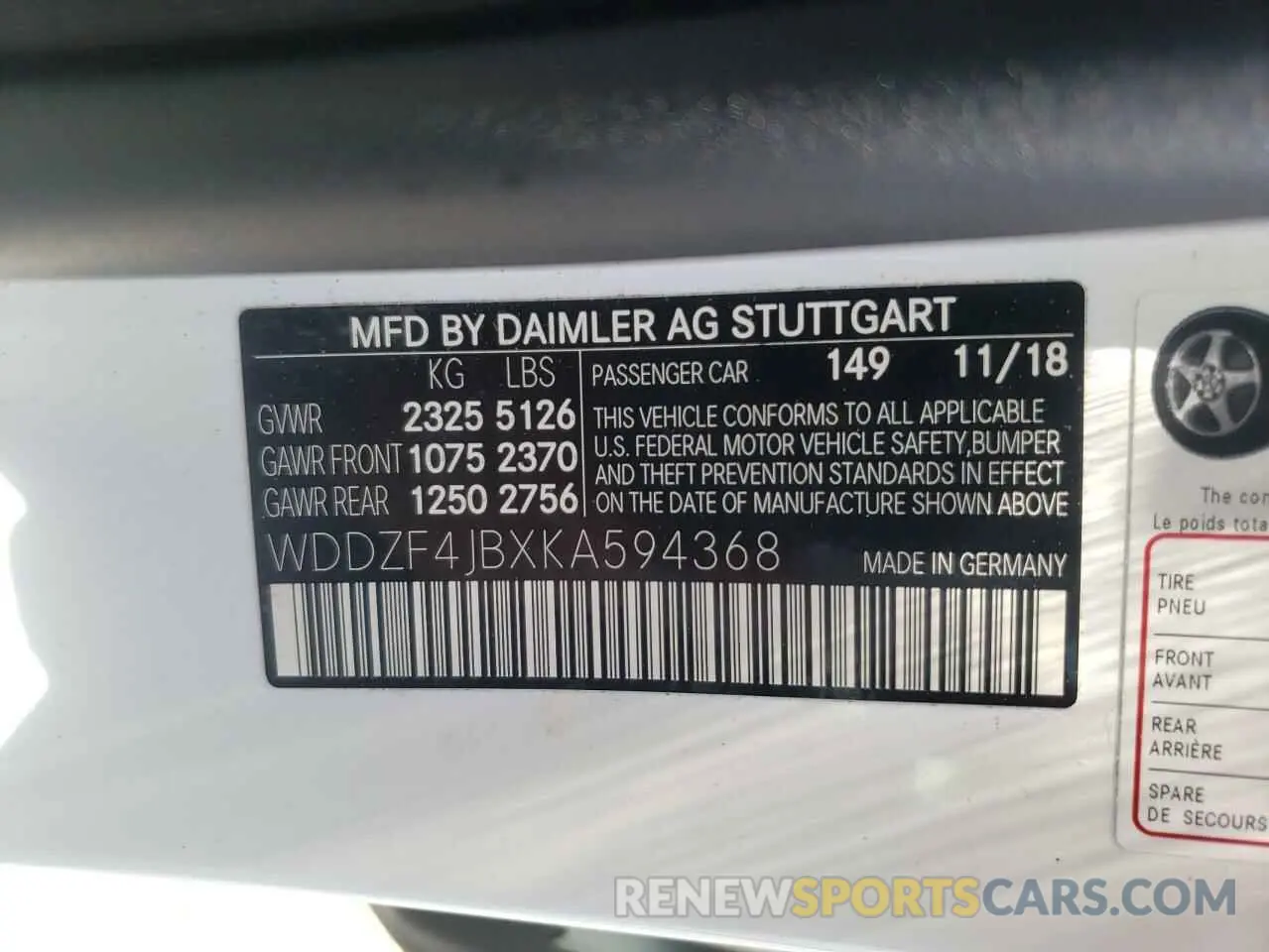 10 fotografías del automóvil dañado WDDZF4JBXKA594368 MERCEDES-BENZ E CLASS 2019