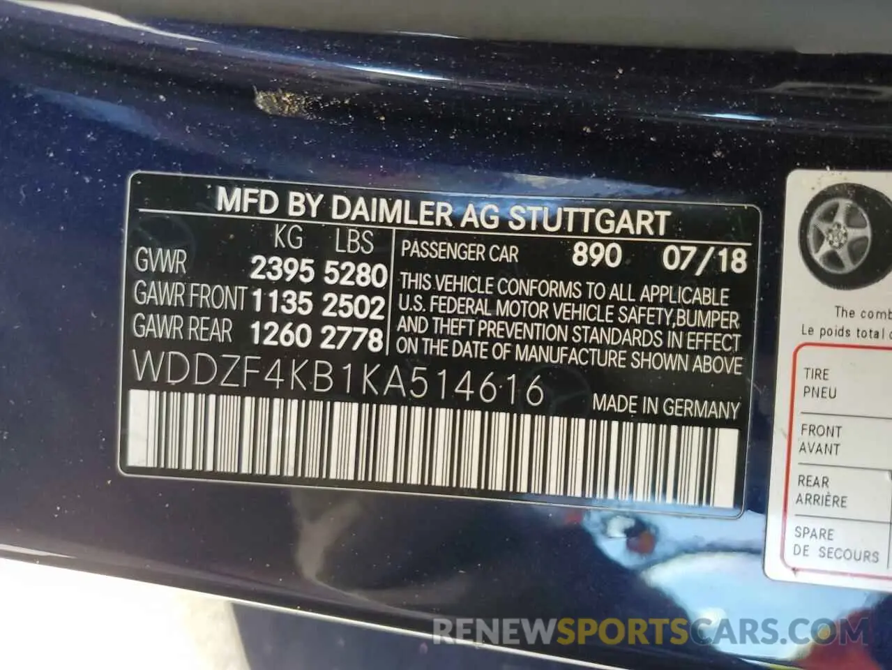 12 fotografías del automóvil dañado WDDZF4KB1KA514616 MERCEDES-BENZ E-CLASS 2019
