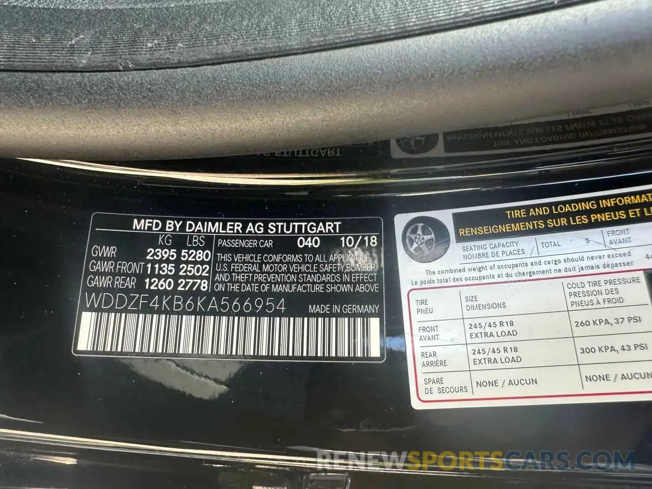 10 fotografías del automóvil dañado WDDZF4KB6KA566954 MERCEDES-BENZ E-CLASS 2019