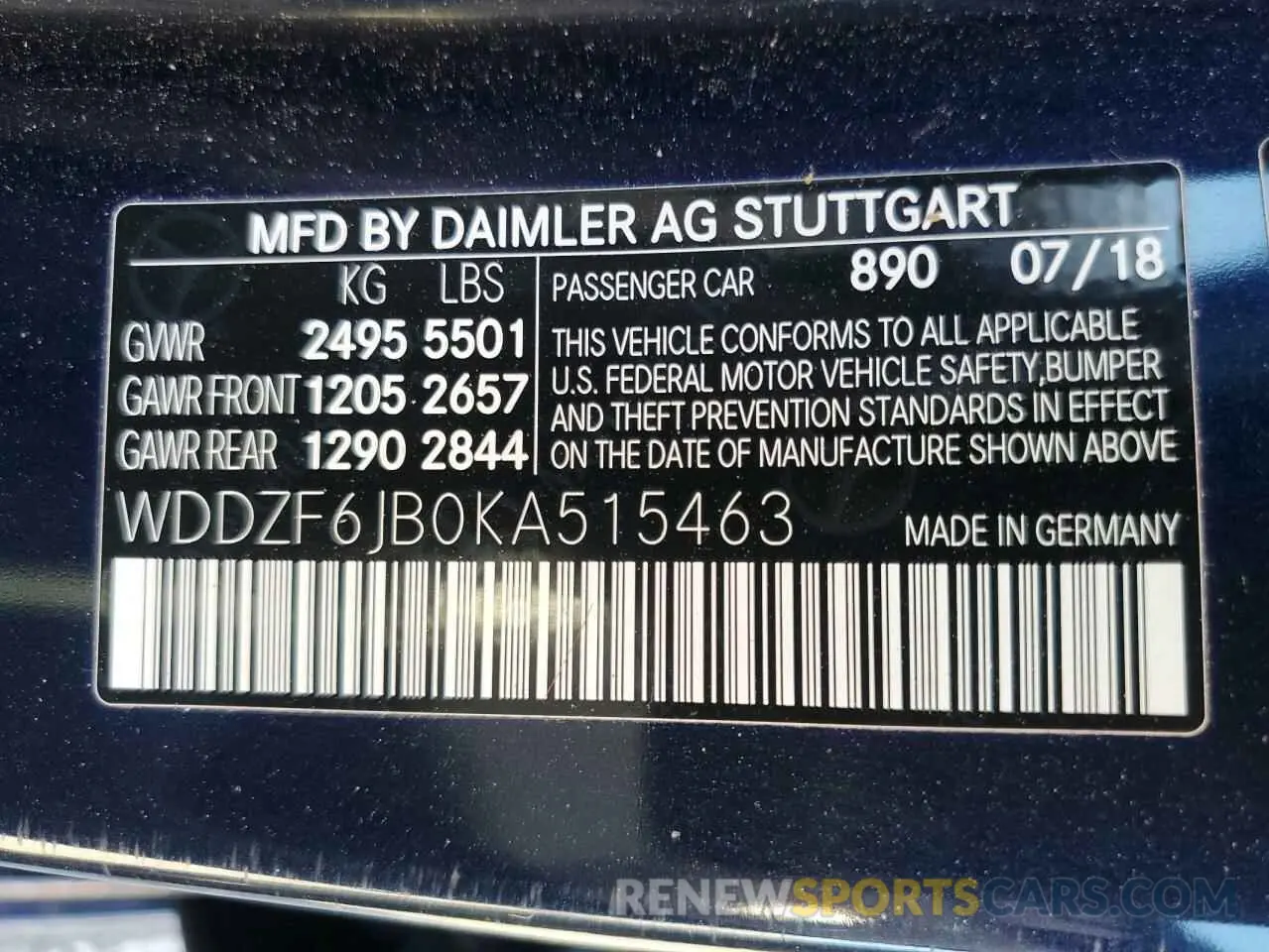 12 fotografías del automóvil dañado WDDZF6JB0KA515463 MERCEDES-BENZ E-CLASS 2019