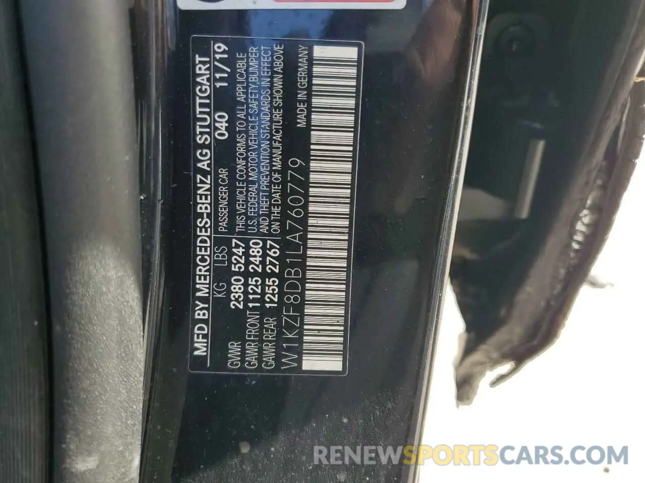 12 fotografías del automóvil dañado W1KZF8DB1LA760779 MERCEDES-BENZ E-CLASS 2020