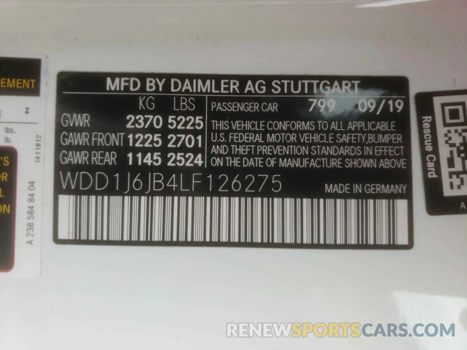 10 fotografías del automóvil dañado WDD1J6JB4LF126275 MERCEDES-BENZ E CLASS 2020