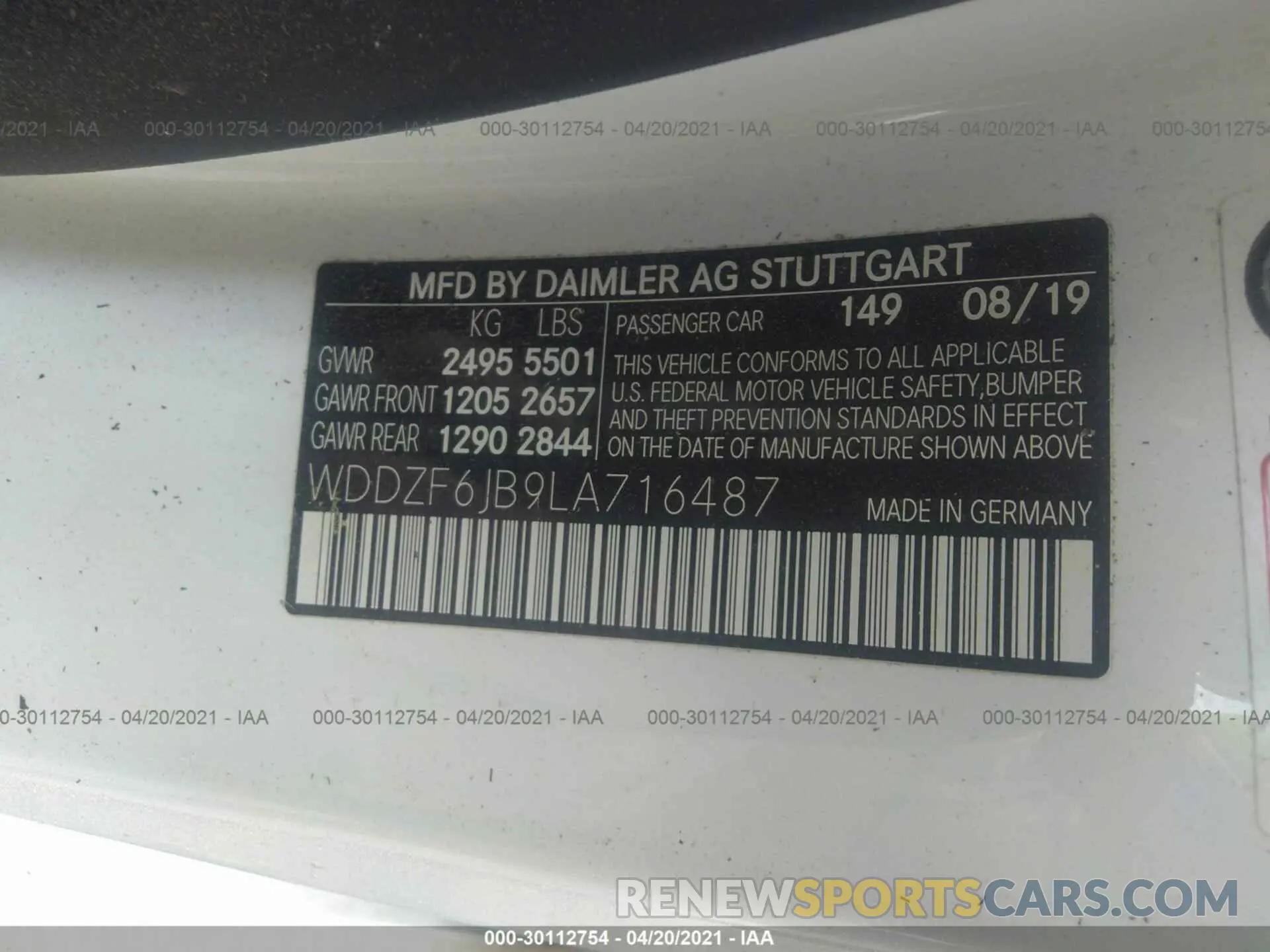 9 fotografías del automóvil dañado WDDZF6JB9LA716487 MERCEDES-BENZ E-CLASS 2020
