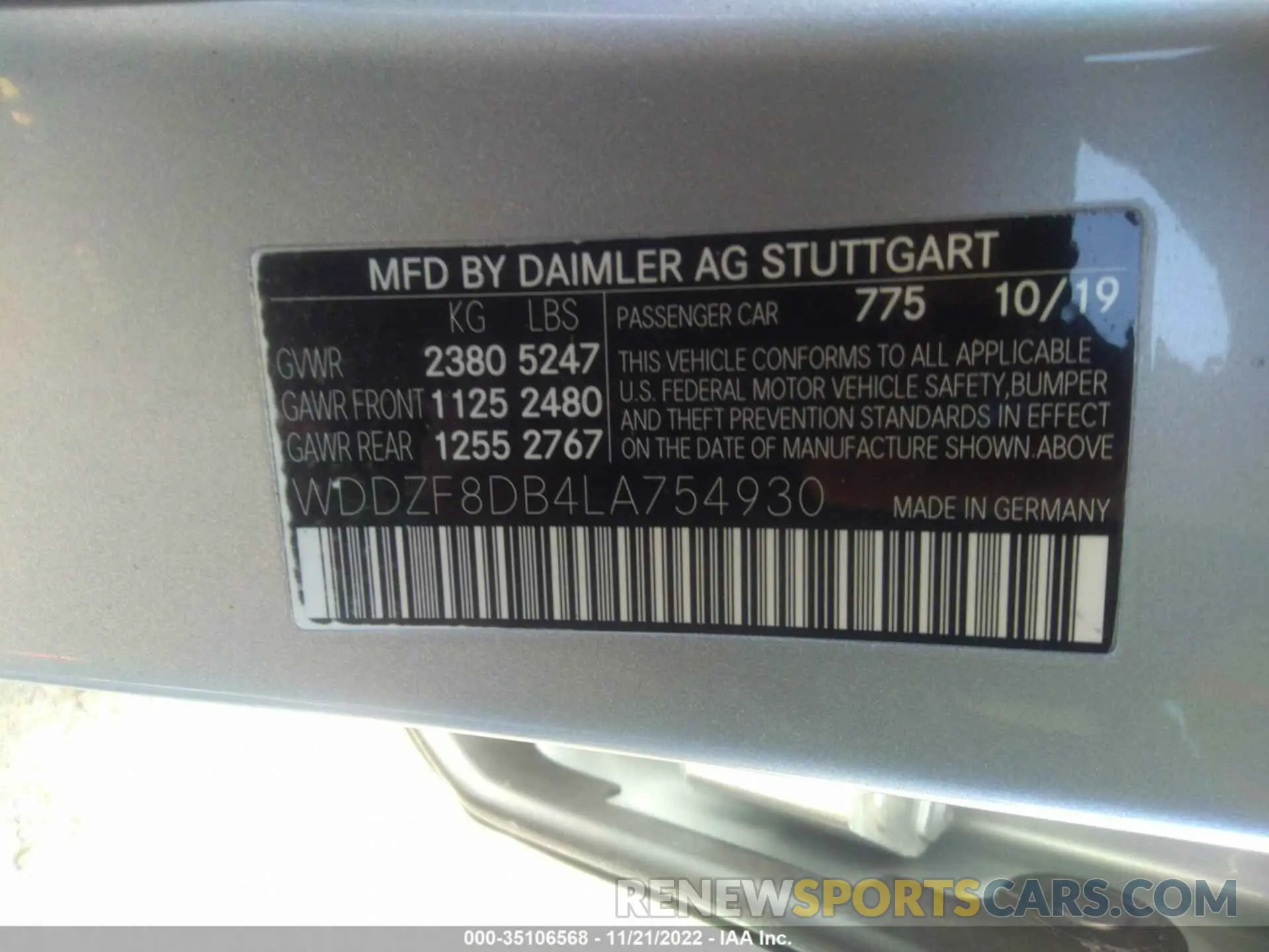 9 fotografías del automóvil dañado WDDZF8DB4LA754930 MERCEDES-BENZ E-CLASS 2020