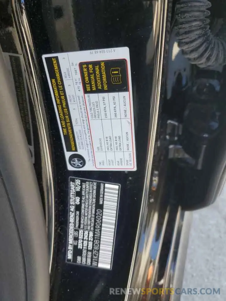 13 fotografías del automóvil dañado W1KZF8DB1MA906020 MERCEDES-BENZ E-CLASS 2021