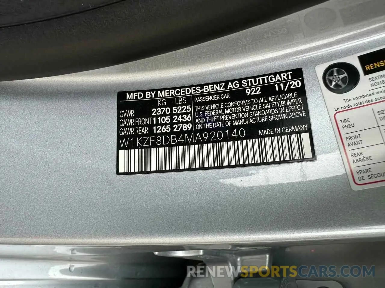 10 fotografías del automóvil dañado W1KZF8DB4MA920140 MERCEDES-BENZ E-CLASS 2021