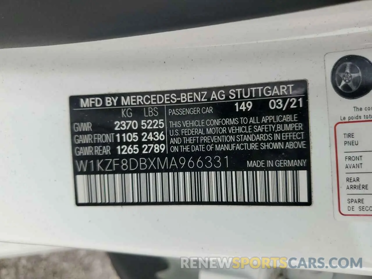 12 fotografías del automóvil dañado W1KZF8DBXMA966331 MERCEDES-BENZ E-CLASS 2021