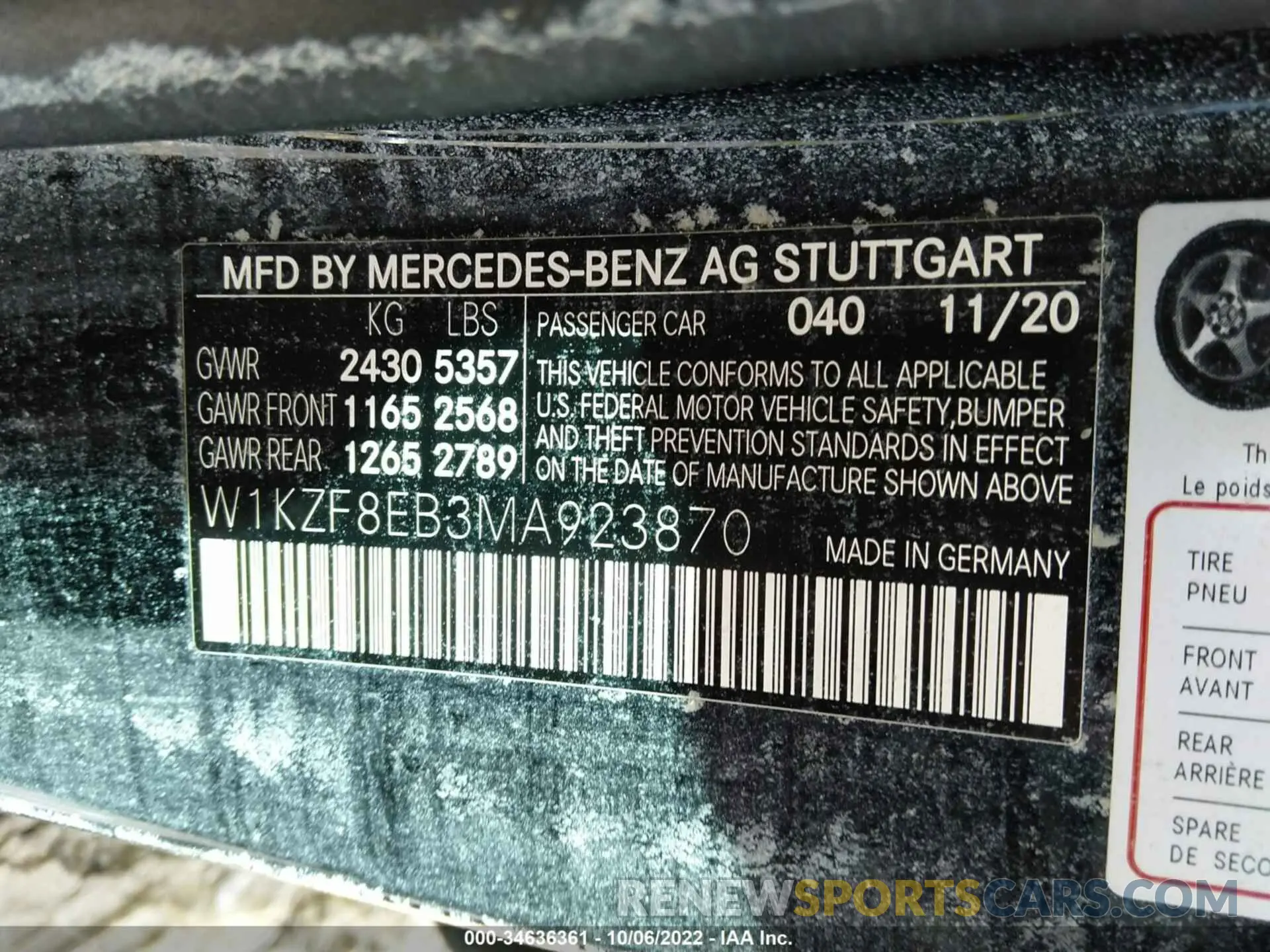 9 fotografías del automóvil dañado W1KZF8EB3MA923870 MERCEDES-BENZ E-CLASS 2021