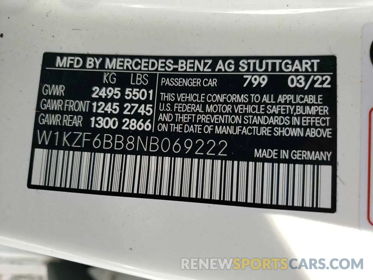 10 fotografías del automóvil dañado W1KZF6BB8NB069222 MERCEDES-BENZ E-CLASS 2022
