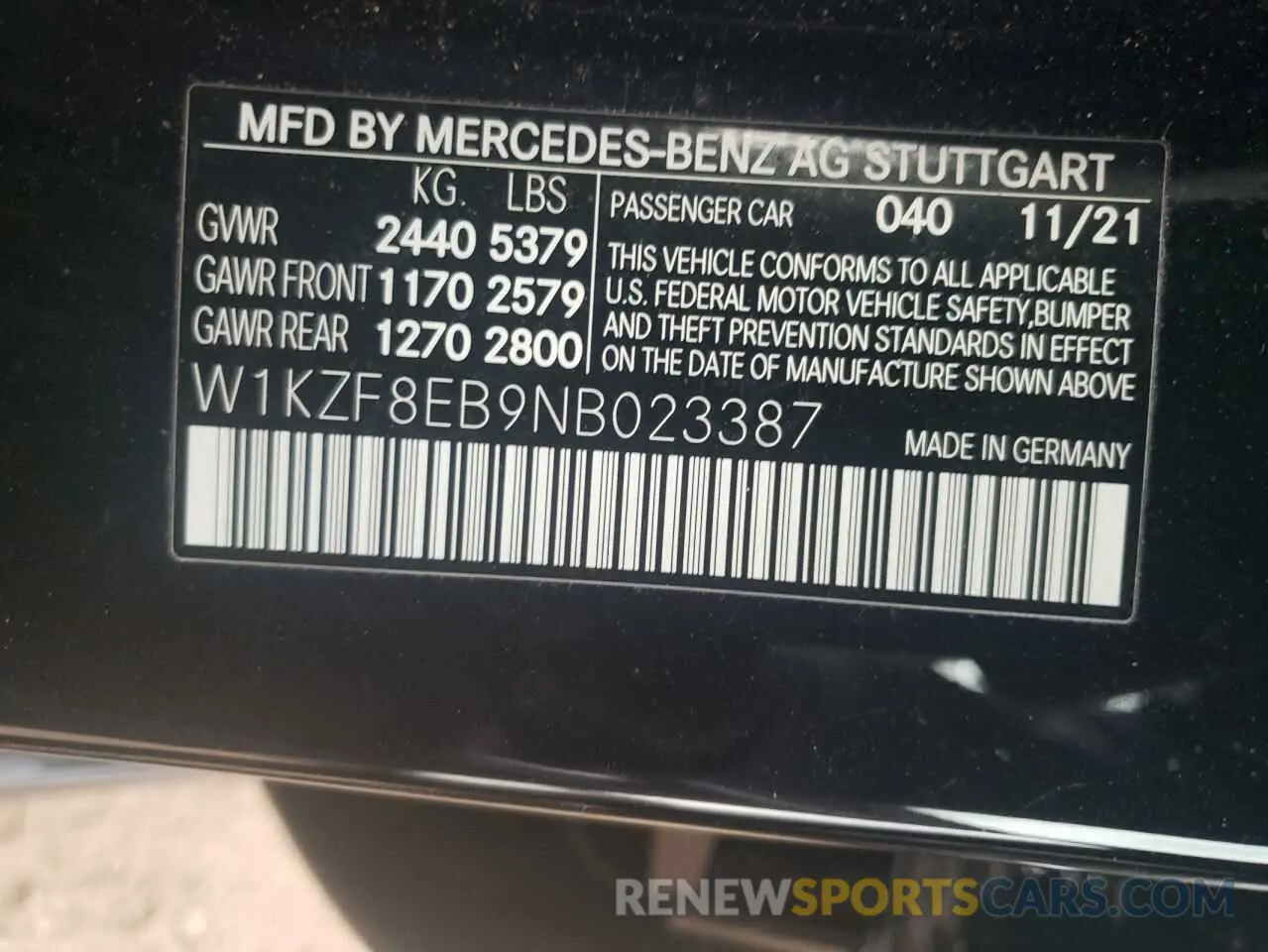 13 fotografías del automóvil dañado W1KZF8EB9NB023387 MERCEDES-BENZ E-CLASS 2022