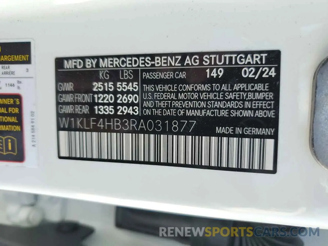 13 fotografías del automóvil dañado W1KLF4HB3RA031877 MERCEDES-BENZ E-CLASS 2024