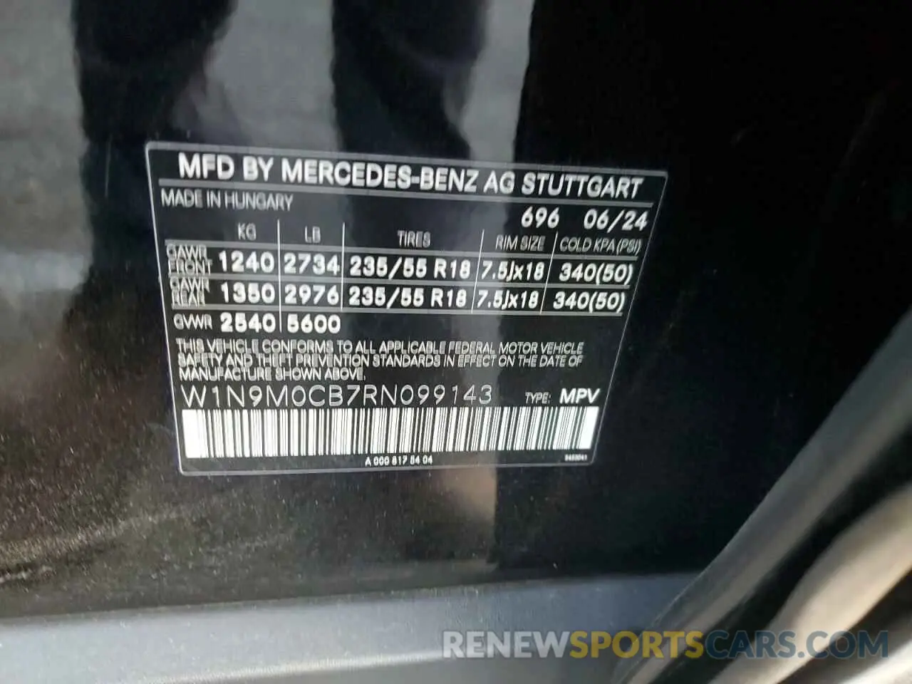 13 fotografías del automóvil dañado W1N9M0CB7RN099143 MERCEDES-BENZ EQB 250+ 2024