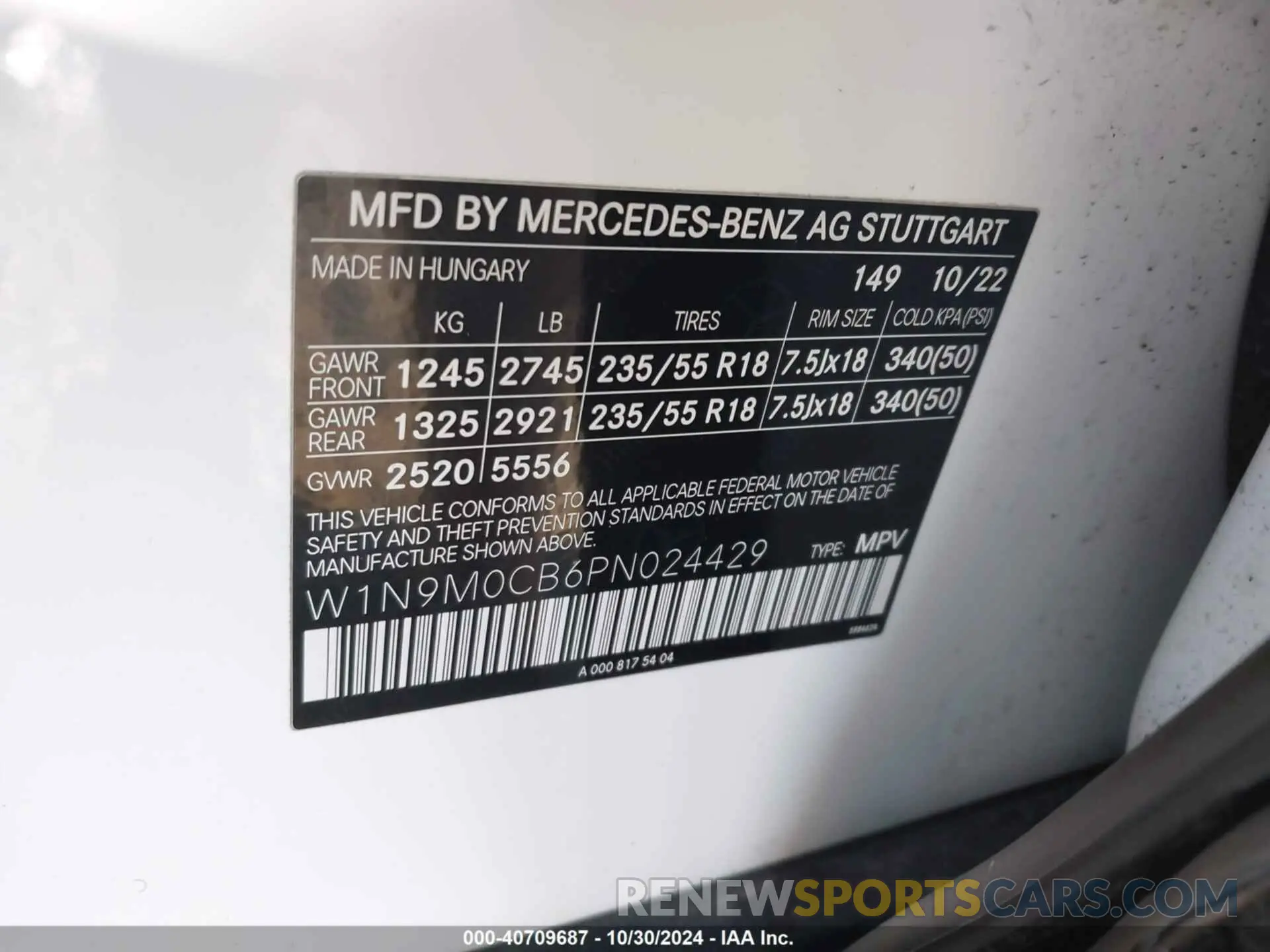 9 fotografías del automóvil dañado W1N9M0CB6PN024429 MERCEDES-BENZ EQB 250 SUV 2023