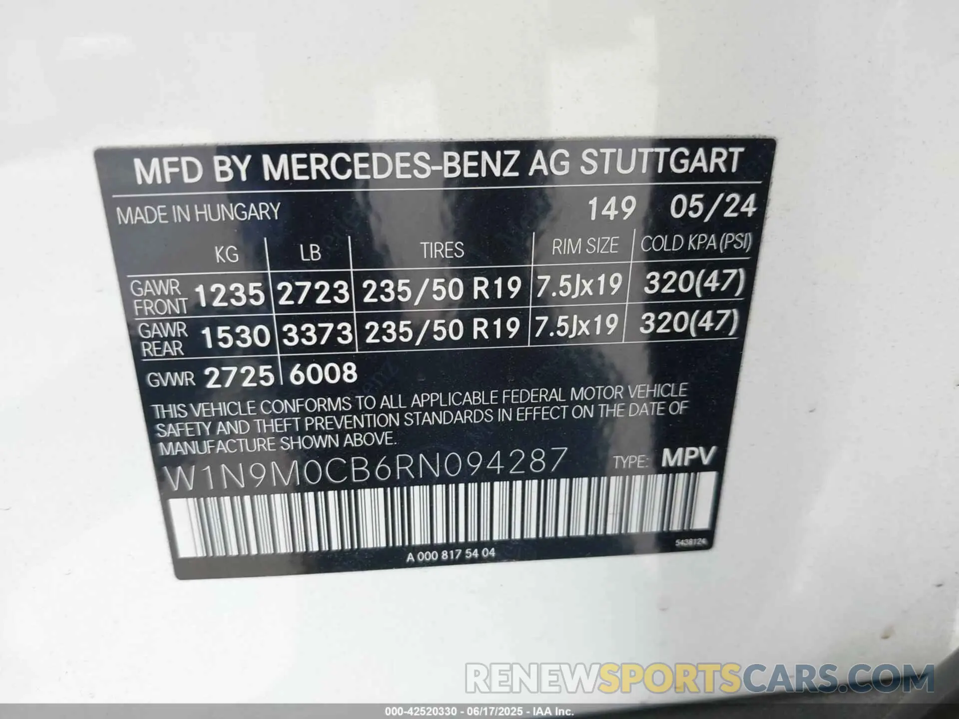 9 fotografías del automóvil dañado W1N9M0CB6RN094287 MERCEDES-BENZ EQB 250 SUV 2024