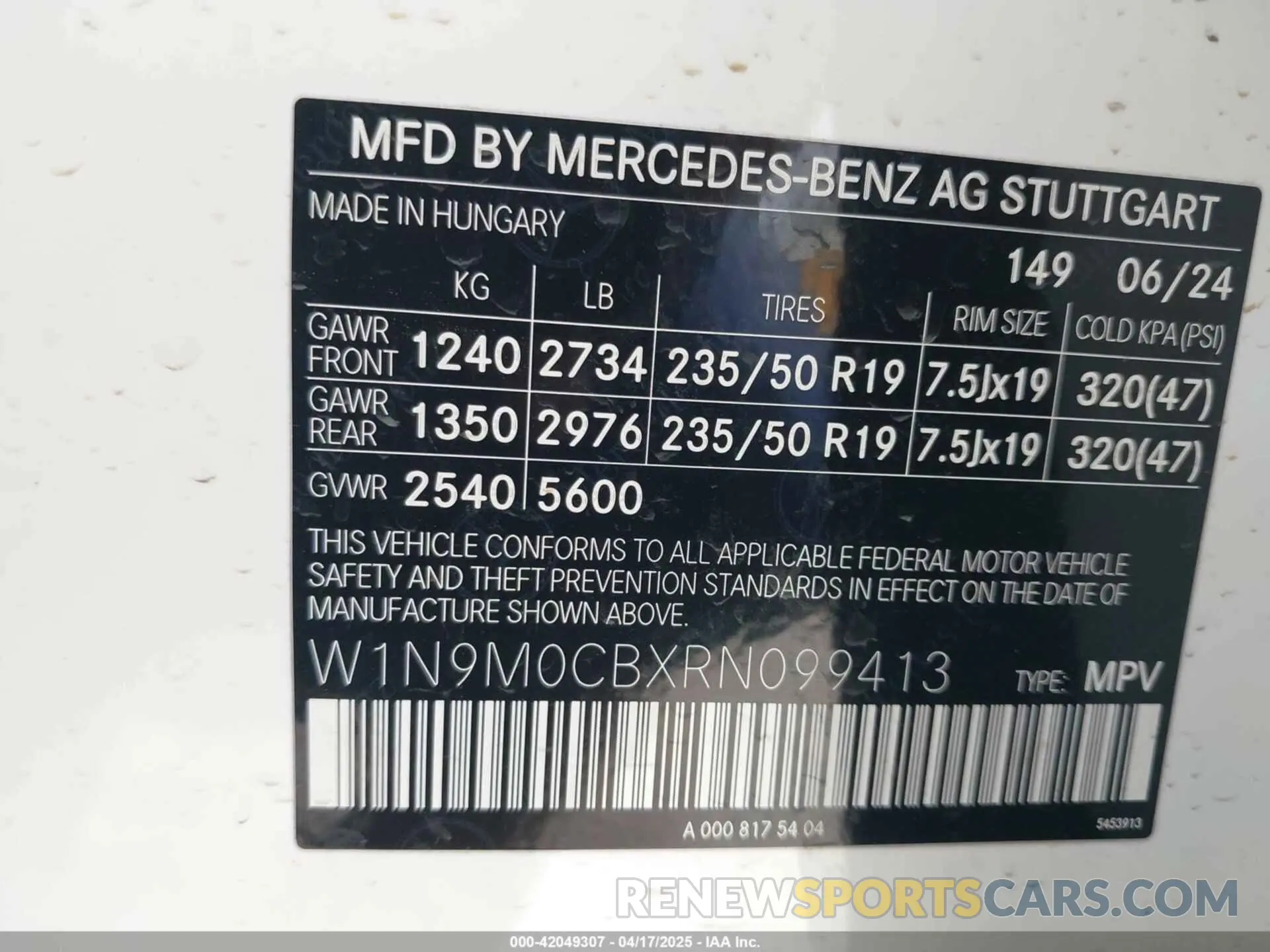 9 fotografías del automóvil dañado W1N9M0CBXRN099413 MERCEDES-BENZ EQB 250 SUV 2024