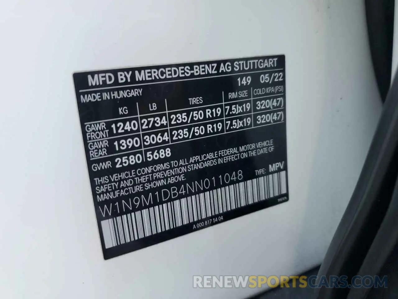 13 fotografías del automóvil dañado W1N9M1DB4NN011048 MERCEDES-BENZ EQB 350 4M 2022