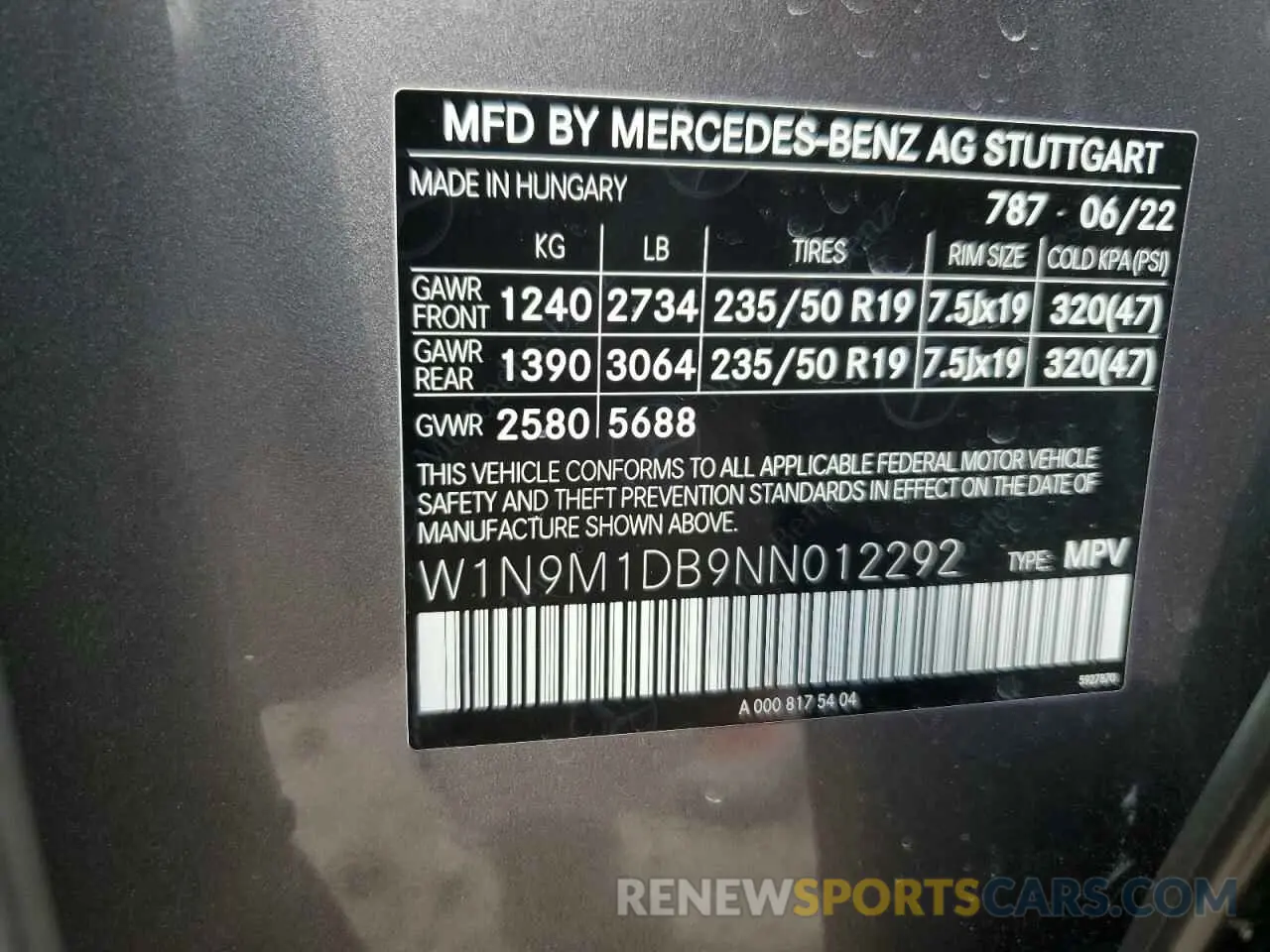 14 fotografías del automóvil dañado W1N9M1DB9NN012292 MERCEDES-BENZ EQB 350 4M 2022