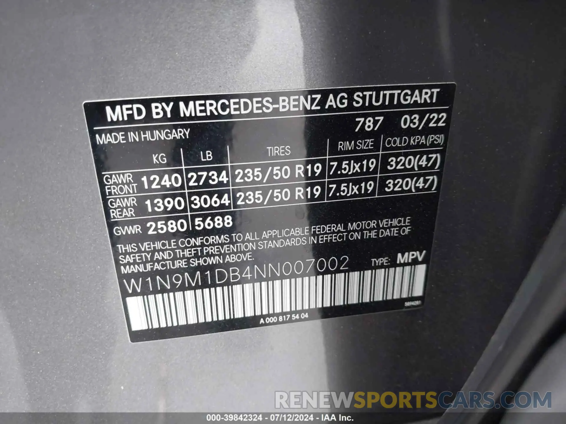 9 fotografías del automóvil dañado W1N9M1DB4NN007002 MERCEDES-BENZ EQB 350 SUV 2022