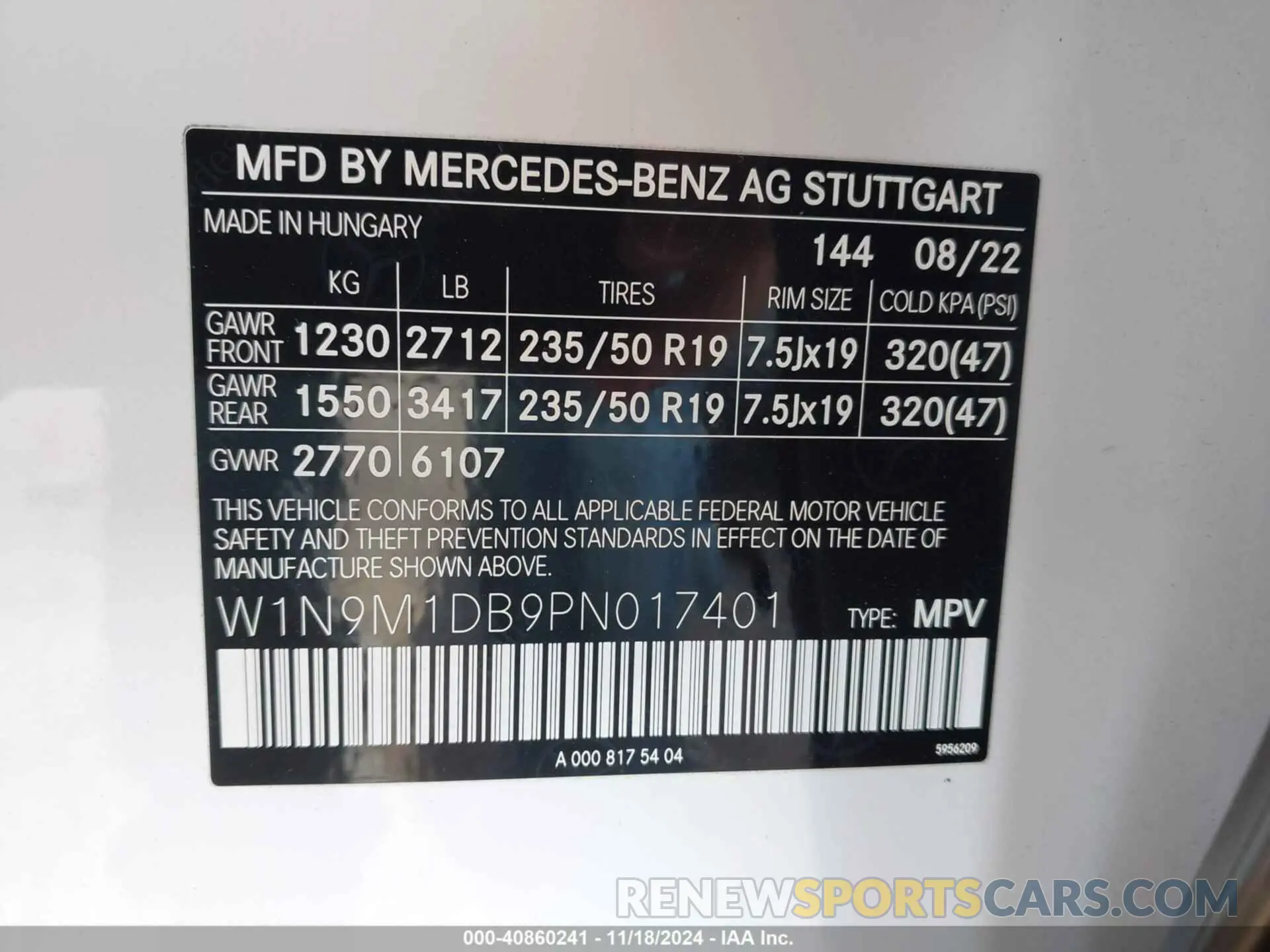 9 fotografías del automóvil dañado W1N9M1DB9PN017401 MERCEDES-BENZ EQB 350 SUV 2023