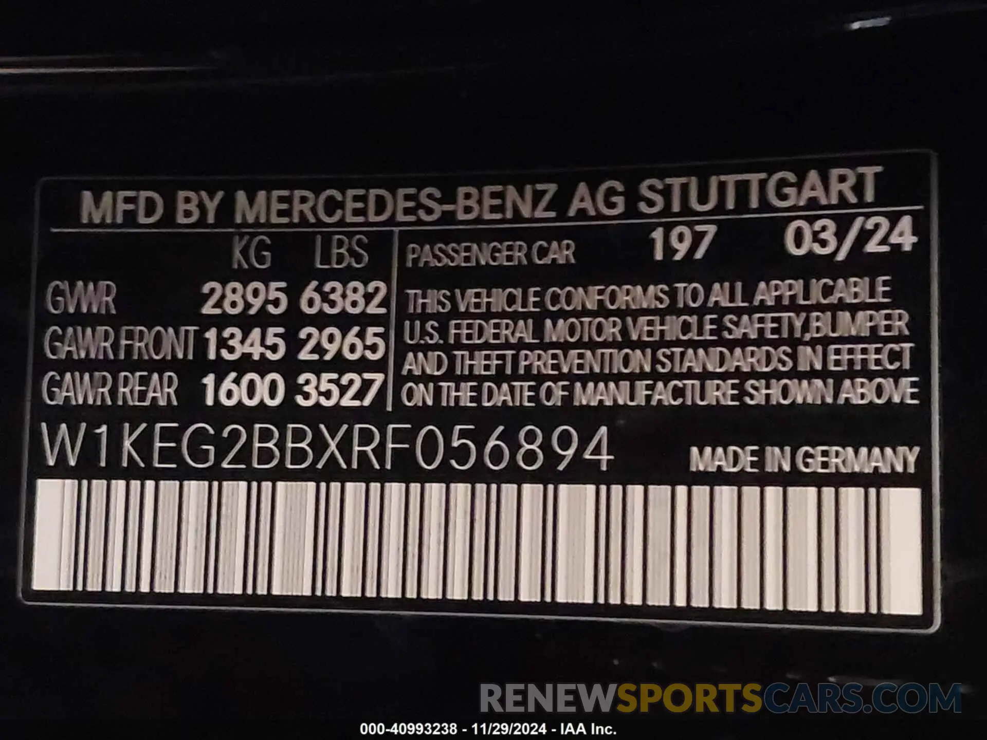 9 fotografías del automóvil dañado W1KEG2BBXRF056894 MERCEDES-BENZ EQE 350+ 2024
