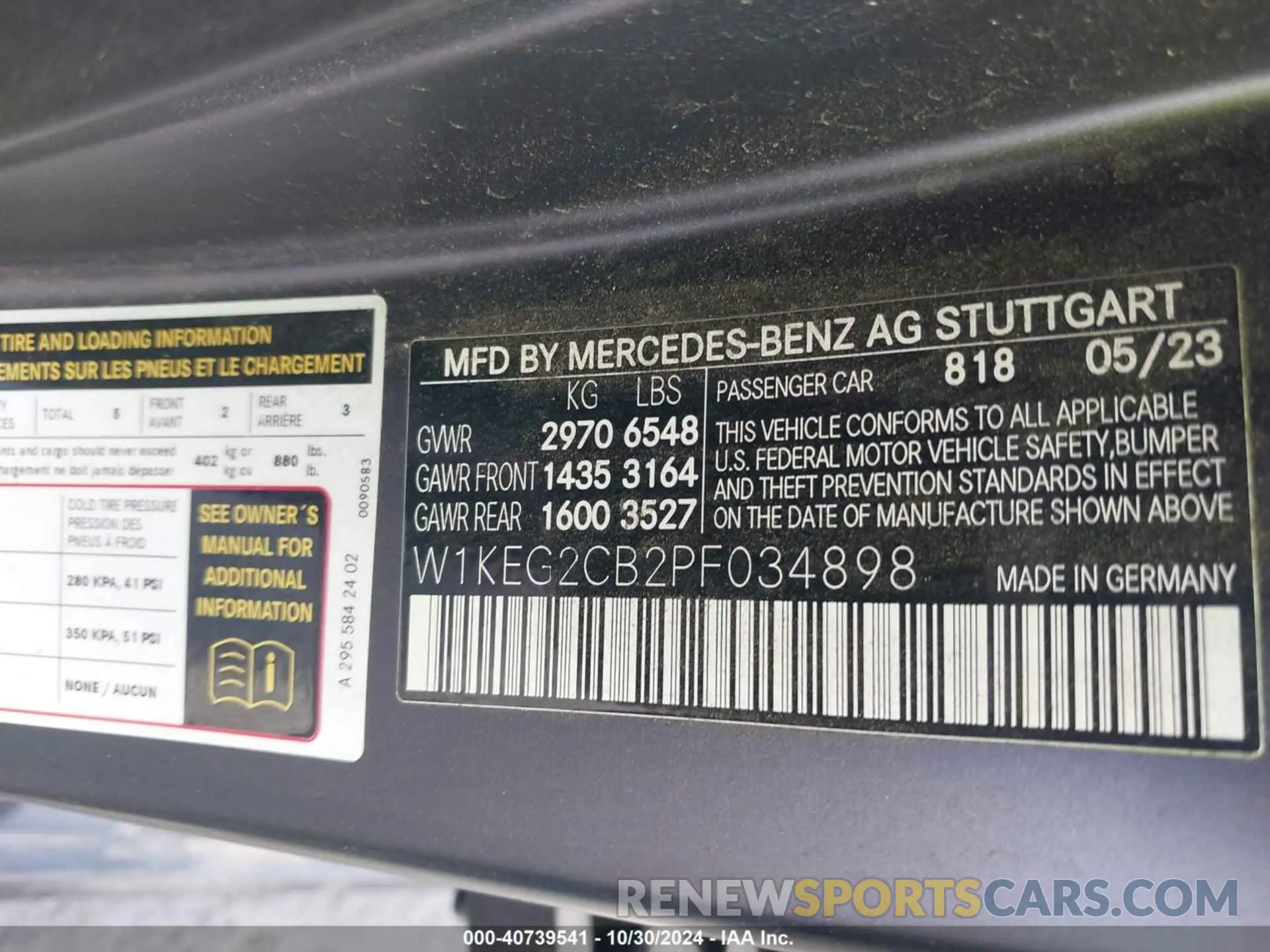 9 fotografías del automóvil dañado W1KEG2CB2PF034898 MERCEDES-BENZ EQE 500 2023