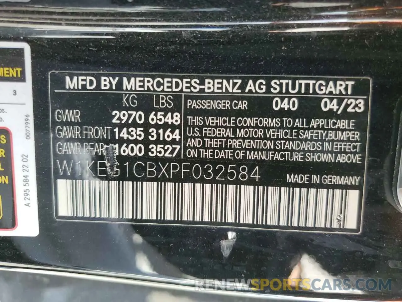 12 fotografías del automóvil dañado W1KEG1CBXPF032584 MERCEDES-BENZ EQE SEDAN 2023