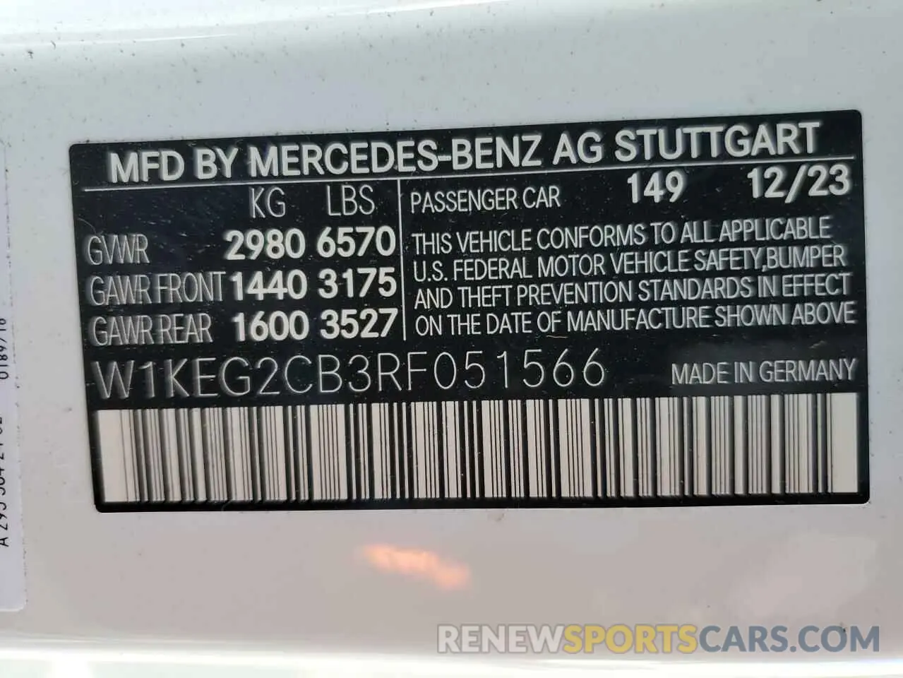 14 fotografías del automóvil dañado W1KEG2CB3RF051566 MERCEDES-BENZ EQE SEDAN 2024